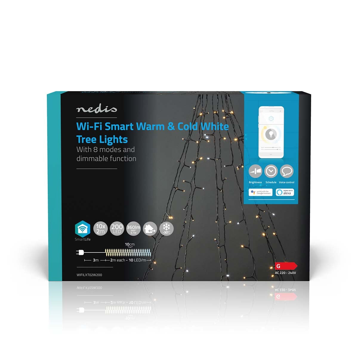 SmartLife Christmas Lighting | Tree | Wi-Fi | Warm to cool white | 200 LEDs | 20.0 m | 10 x 2 m | Android™ / IOS