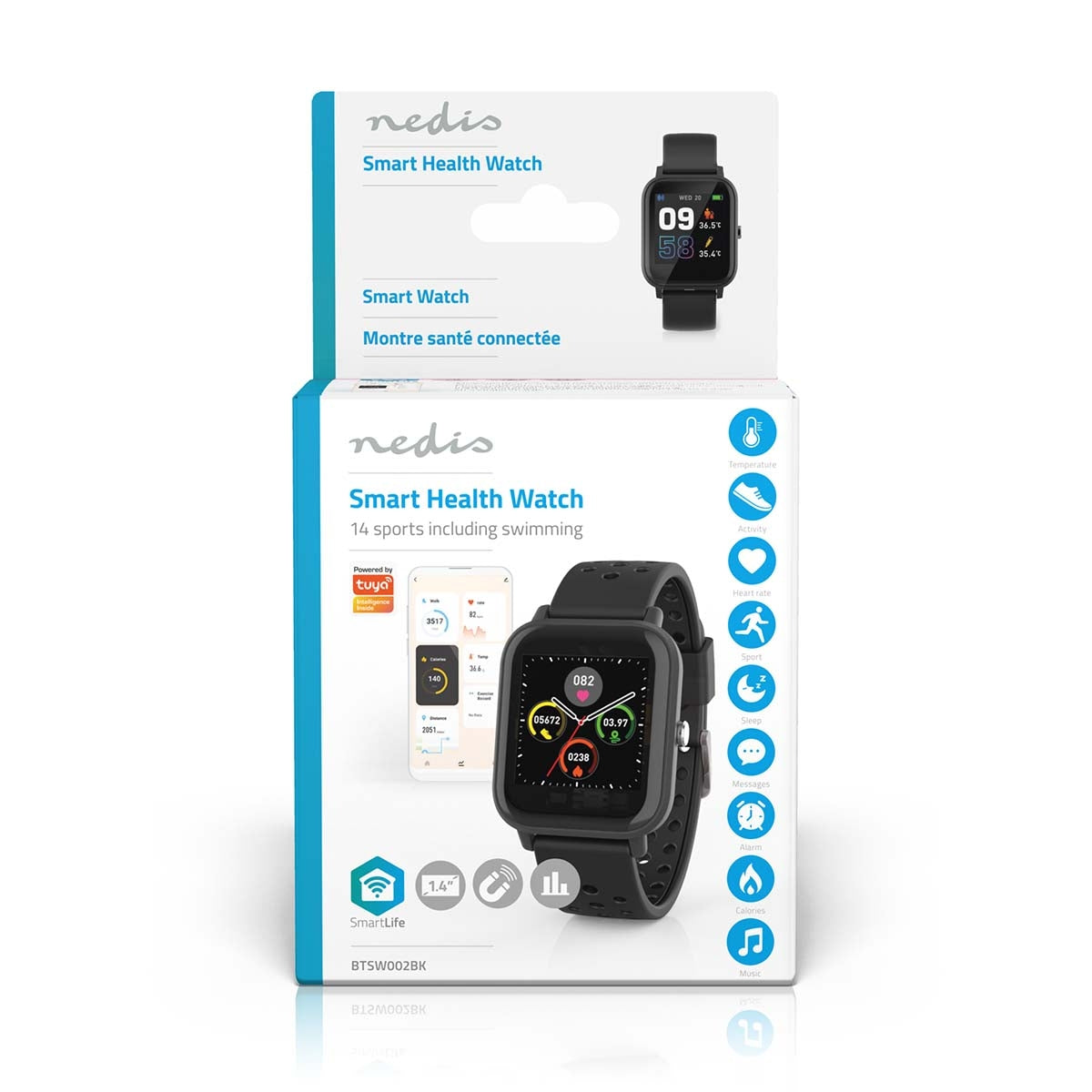 SmartLife Clock | LCD | IP68 | Maximum usage time: 7200 min | Android™ / IOS | Black