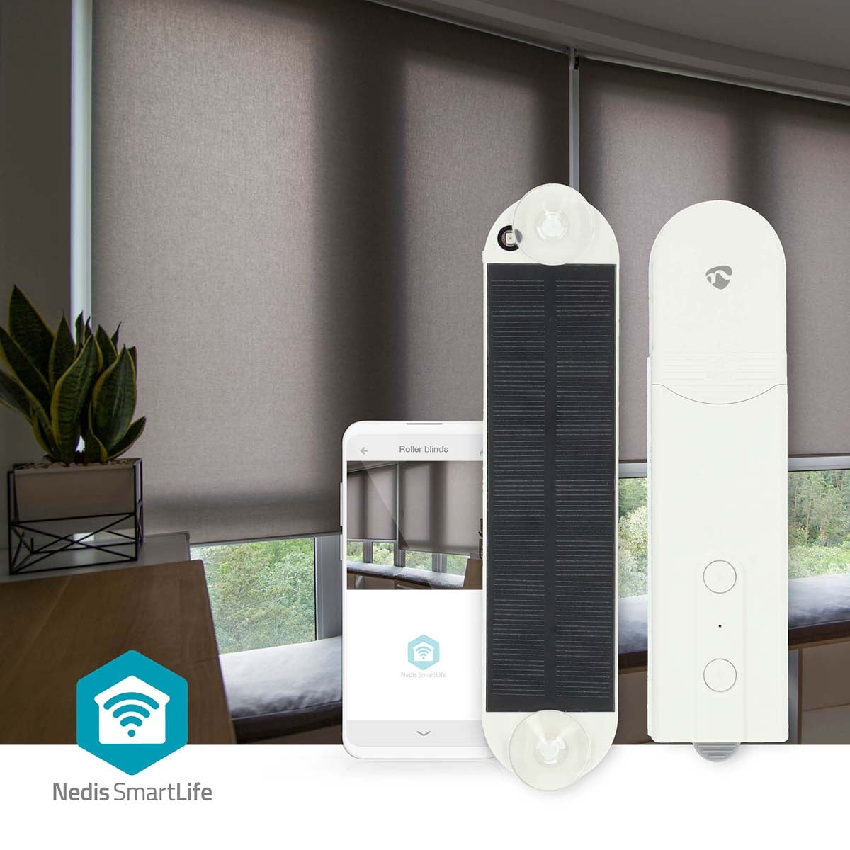 SmartLife Curtain Robot | Cable System | Panel curtains / Roller blinds / Roman blinds | Mains Powered / Solar Powered | 2000 mAh | Bluetooth® | White