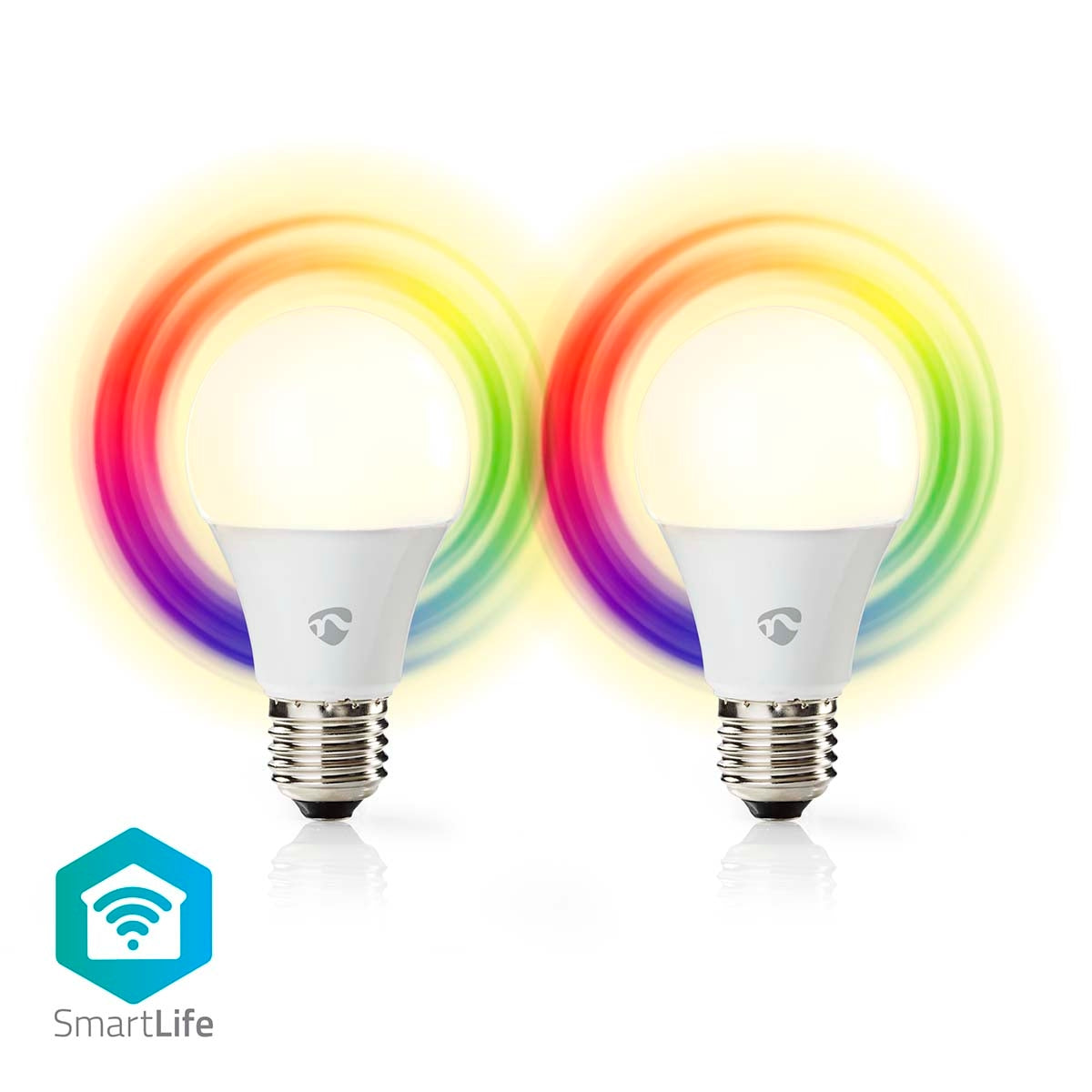 SmartLife Full Color Light Bulb | Wi-Fi | E27 | 806 lm | 9 W| RGB / Warm to cool white | 2700 - 6500 K | Android™ / IOS | Light bulb | 2 pcs.