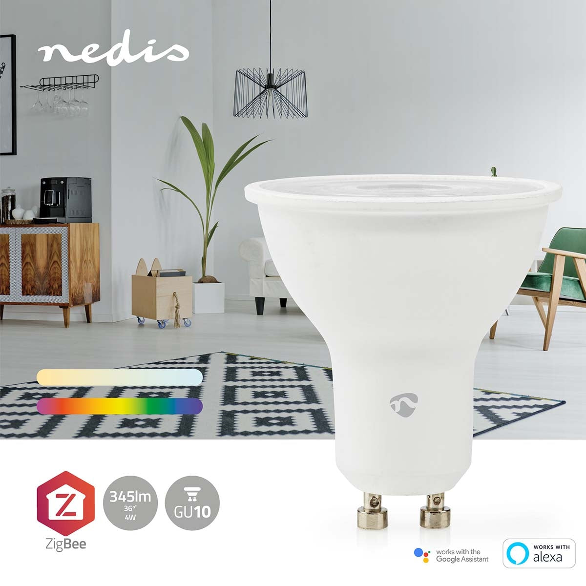 SmartLife Full Color Light Bulb | Zigbee 3.0 | GU10 | 345 lm | 4.7 W| RGB / Warm to cool white | 2200 - 6500 K | Android™ / IOS | Spot | 1 pc.