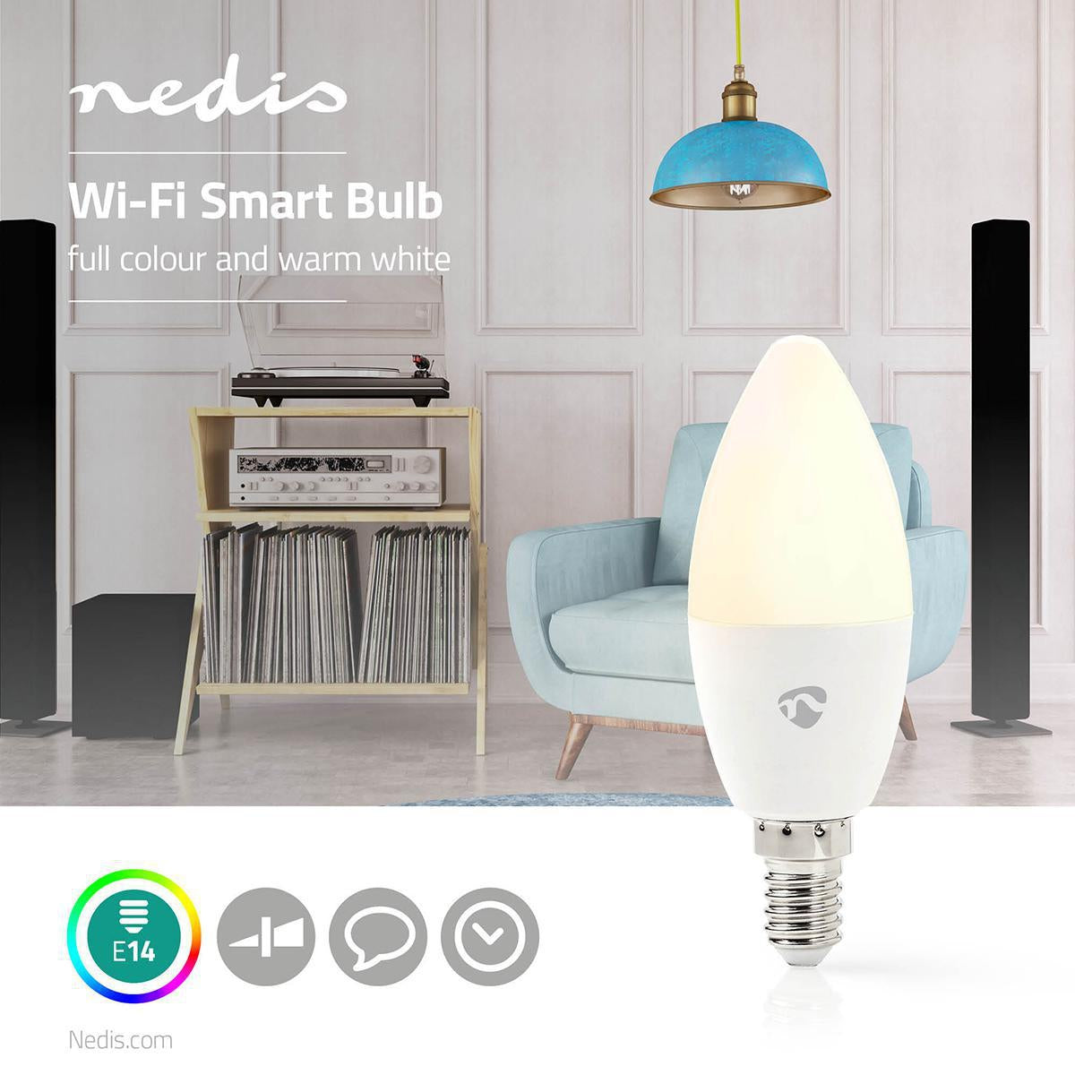 SmartLife Full Colour LED Bulb | Wi-Fi | E14 | 350 lm | 4.5 W | RGB / Warm White | 2700 K | Android™ / IOS | Candle | 1 pcs