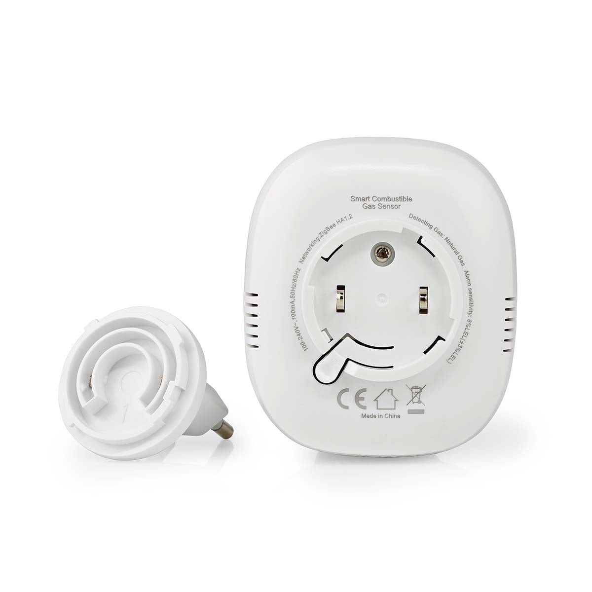 SmartLife Gas Detector | Zigbee 3.0 | Power adapter | Donor life cycle: 5 years | EN 50194-1:2009 | Android™ / IOS | With test button | 75 dB| White