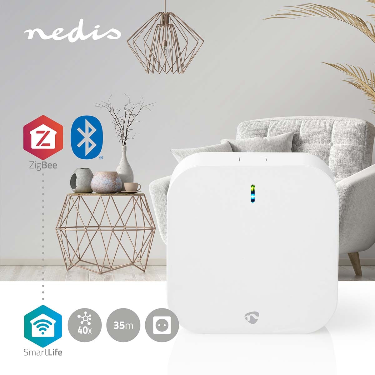 SmartLife Gateway | Bluetooth® / Zigbee 3.0 | 50 Units | Power adapter | Android™ / IOS | White