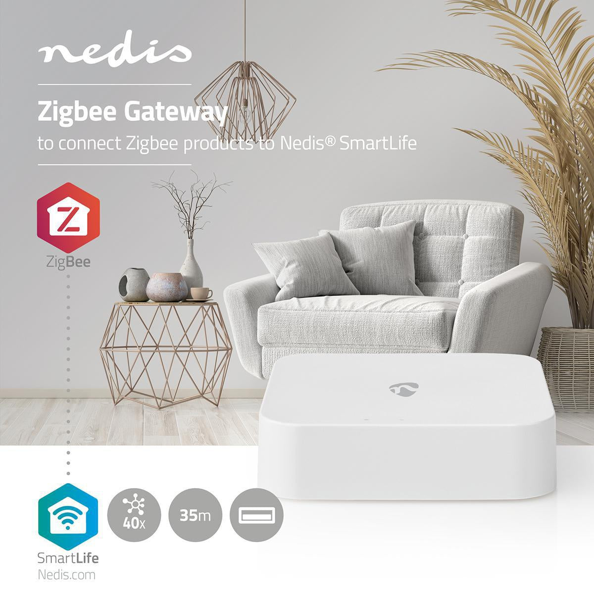 SmartLife Gateway | Zigbee 3.0 | 40 Units | USB Power | Android™ / IOS | White