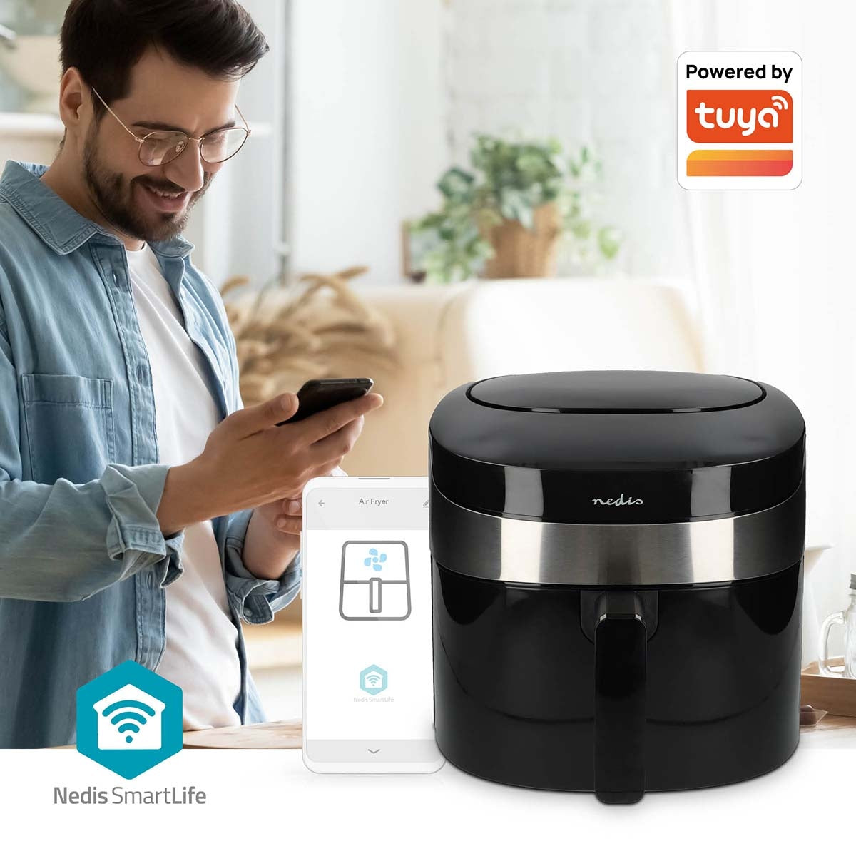 SmartLife Hot Air Fryer | Wi-Fi | 7,2 l | Timer: 240 min | Number of preset programs: 8 | Digital | Android™ / IOS | Black