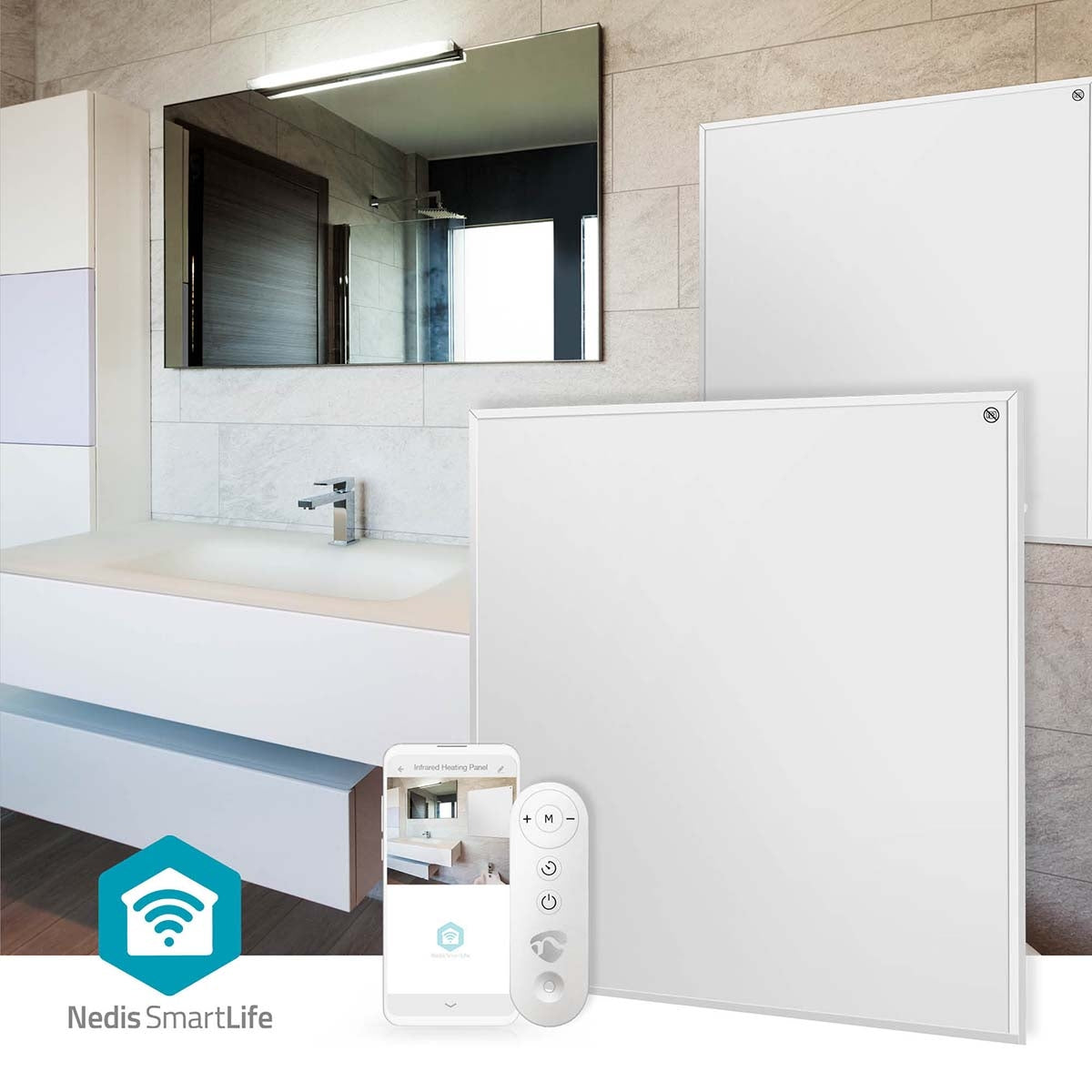 SmartLife Infrared Heating Panel | 350 W | 1 Heat Setting | Adjustable thermostat | Remote control | IP44 | White