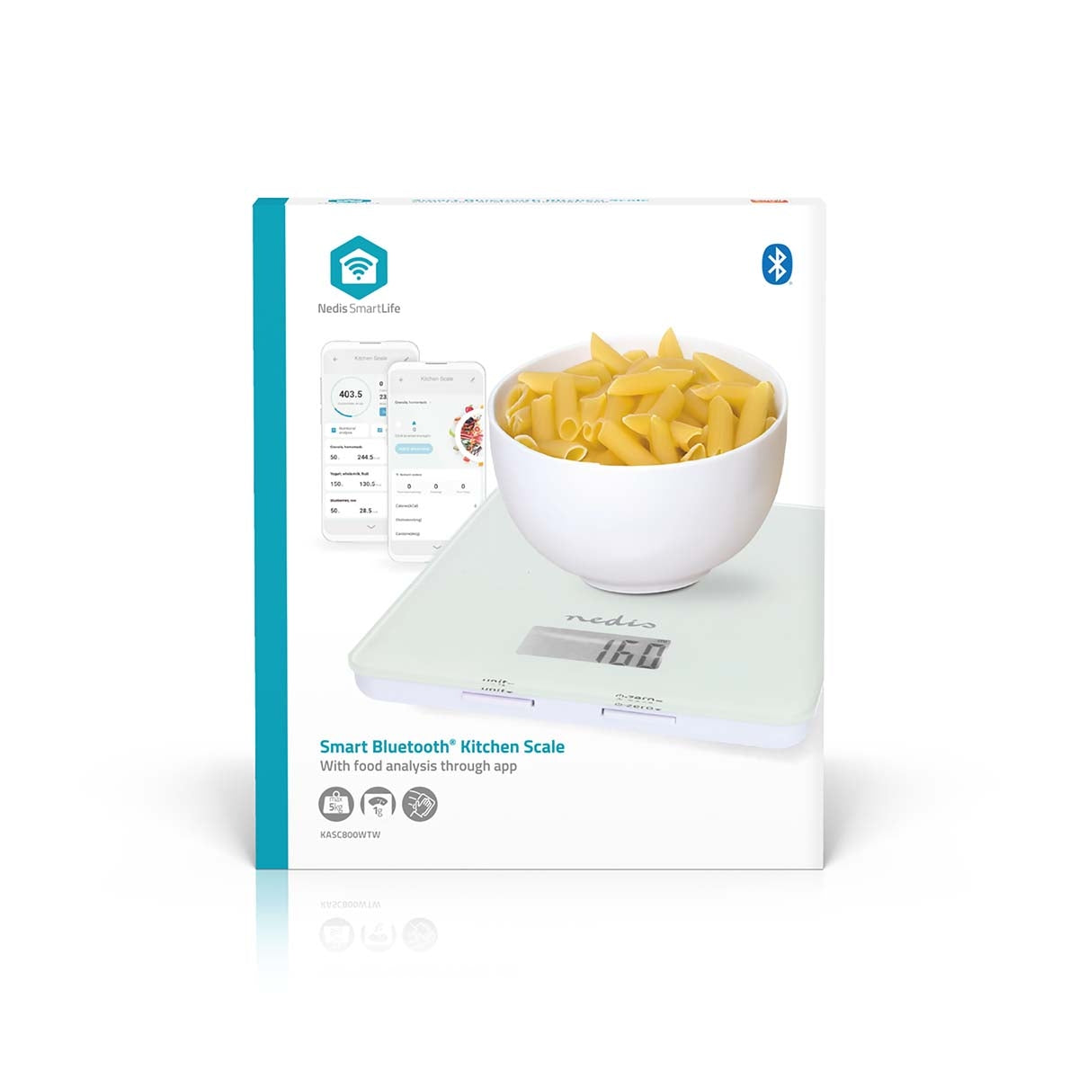 SmartLife Kitchen Scale | Bluetooth® | Glass / Plastic | White