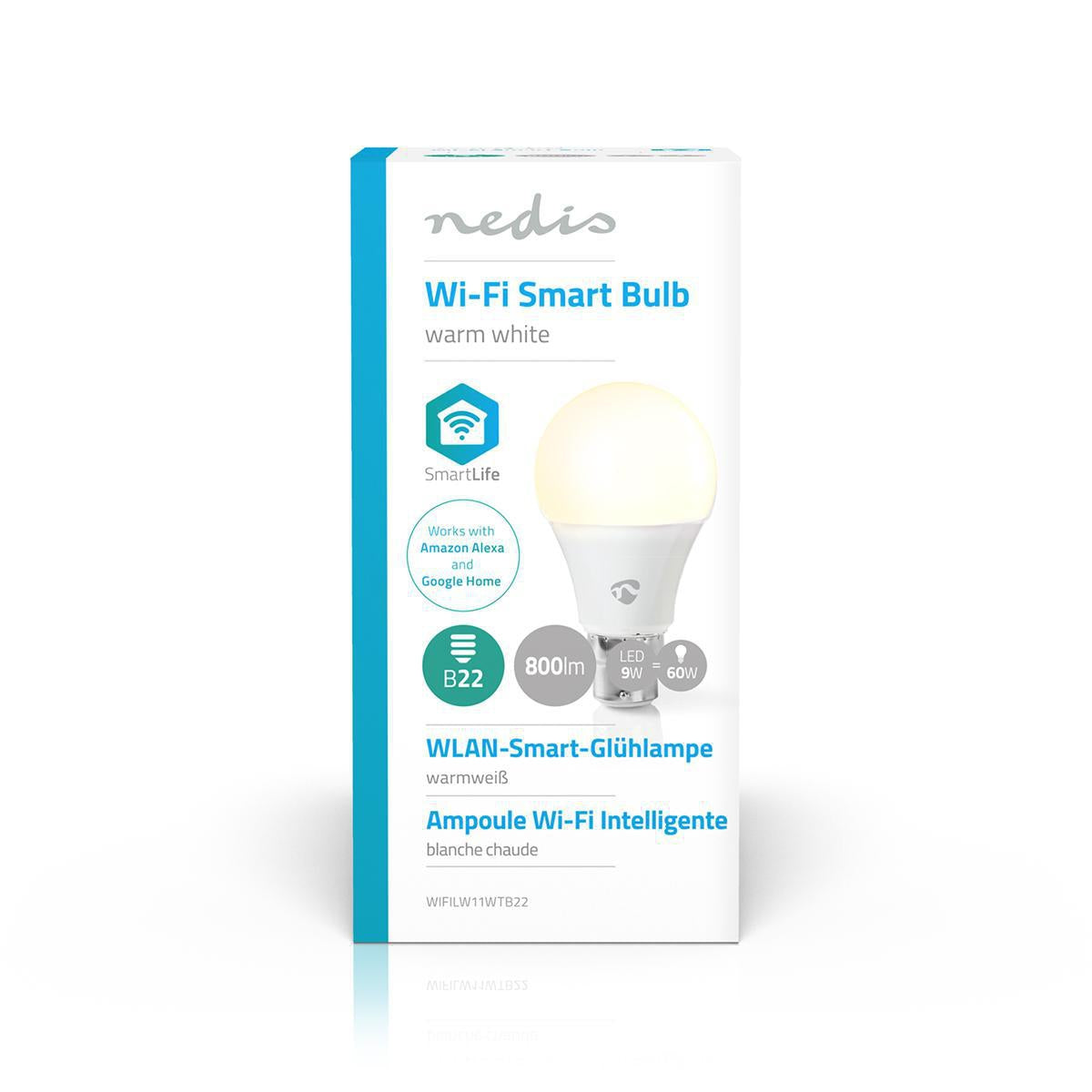 SmartLife LED Lamps | Wi-Fi | B22 | 800 lm | 9 W| Warm White | 2700 K| Android™ / IOS | A60 | 1 pc.