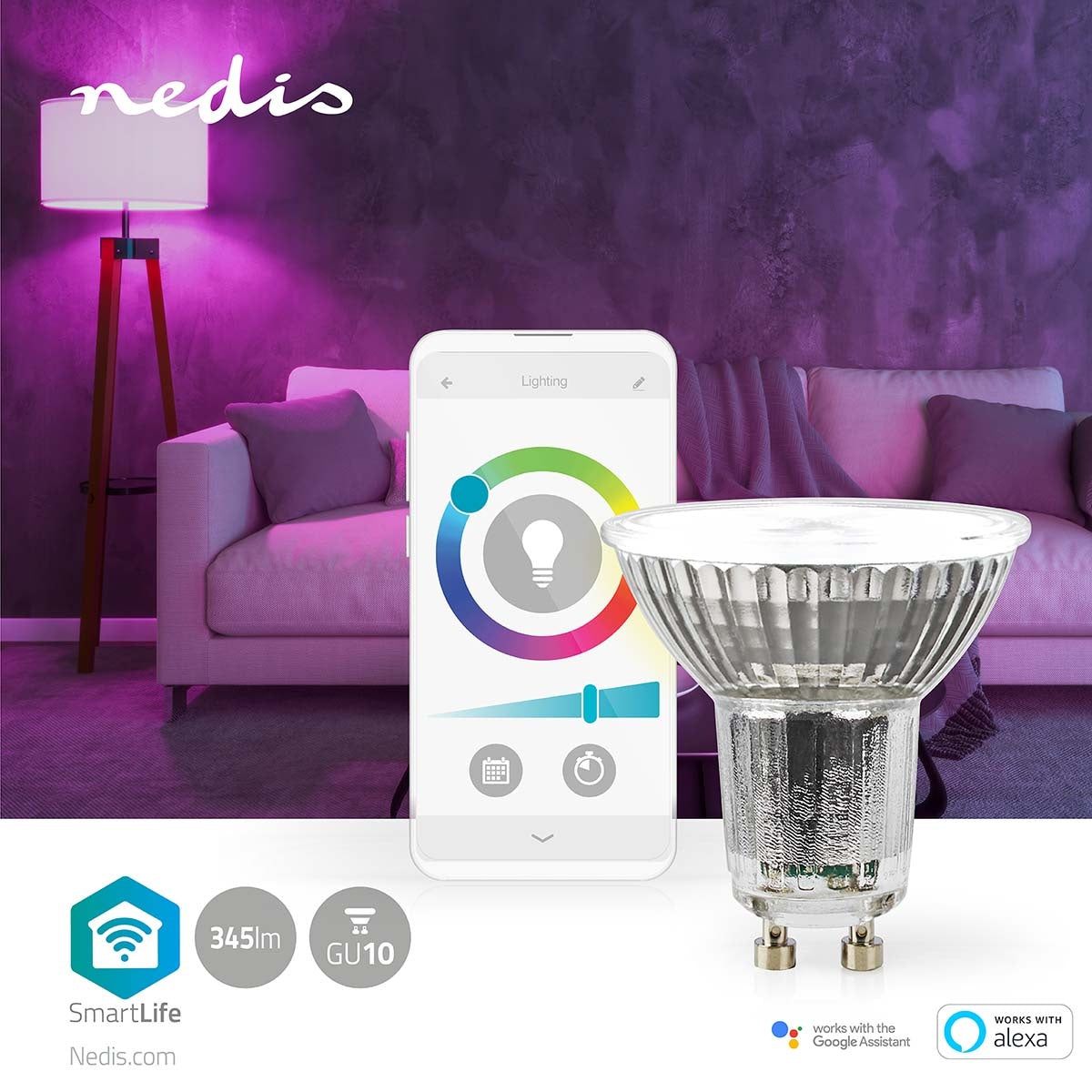 SmartLife LED Spot | Wi-Fi | GU10 | 345 lm | 4.9 W| RGB / Warm to cool white | 2700 - 6500 K | Energy class: G | Android™ / IOS | PAR16 | 1 pc.