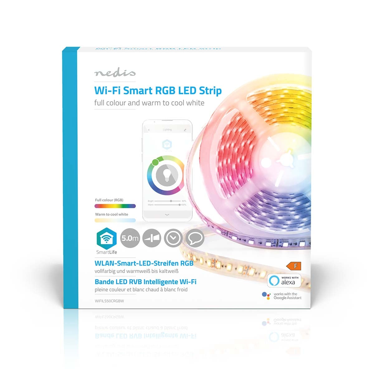 SmartLife LED Strip | Wi-Fi | Cool White / RGB / Warm White | SMD | 5.00 m | IP44 | 2700 - 6500 K | 960 lm | Android™ / IOS