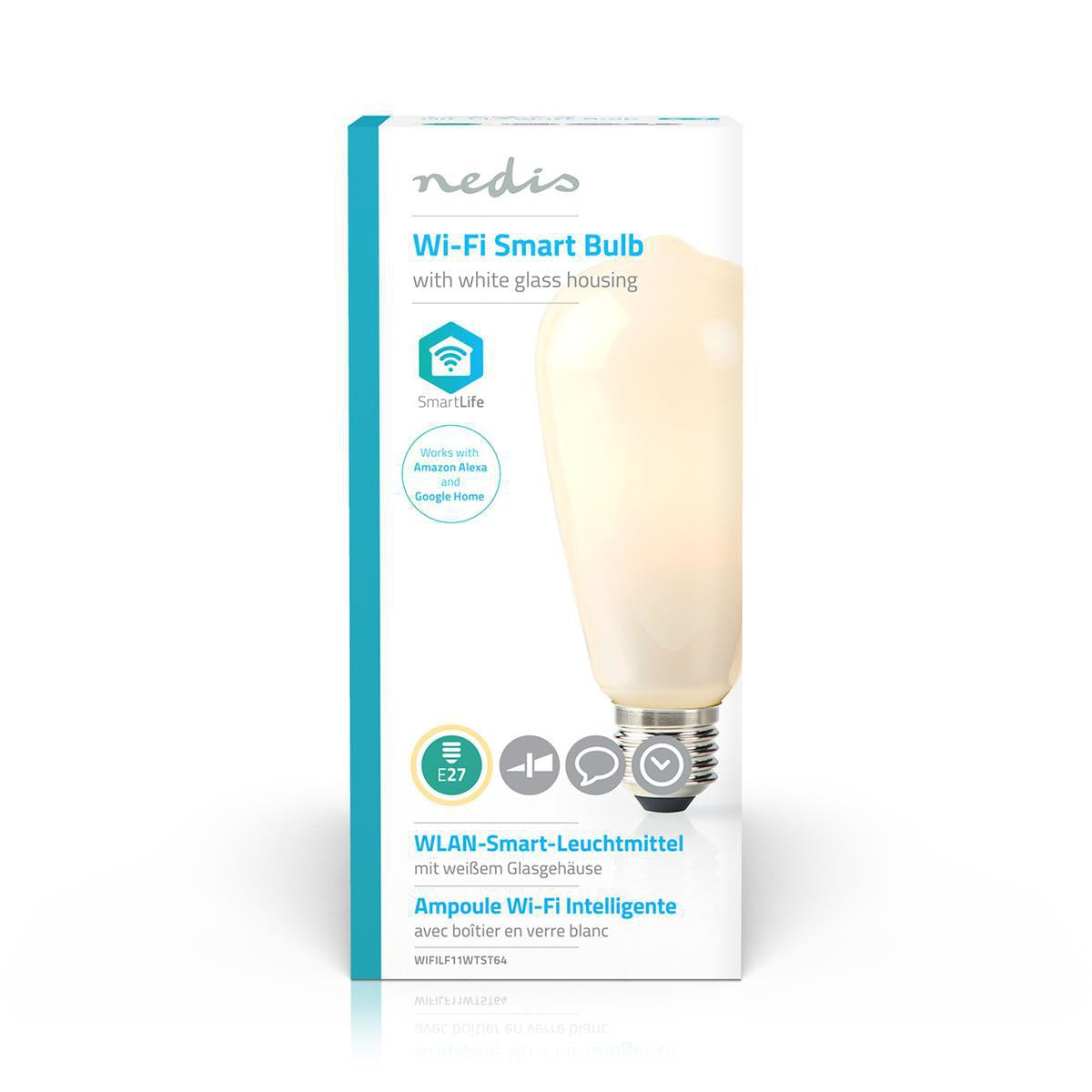 SmartLife LED vintage lamp | Wi-Fi | E27 | 500 lm | 5 W| Warm White | 2700 K| Glass | Android™ / IOS | ST64 | 1 pc.