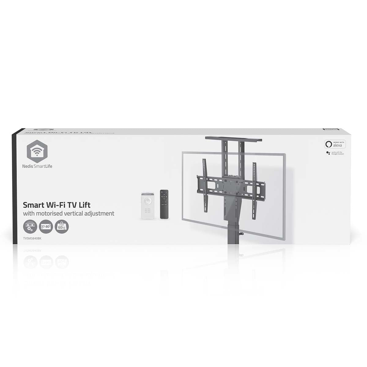 SmartLife Motorized TV Lift | 37 - 80 " | Maximum supported screen weight: 60 kg | Built-in Cabinet Design | Lift range: 68 - 158 cm | Remote controlled | ABS / Steel | Black