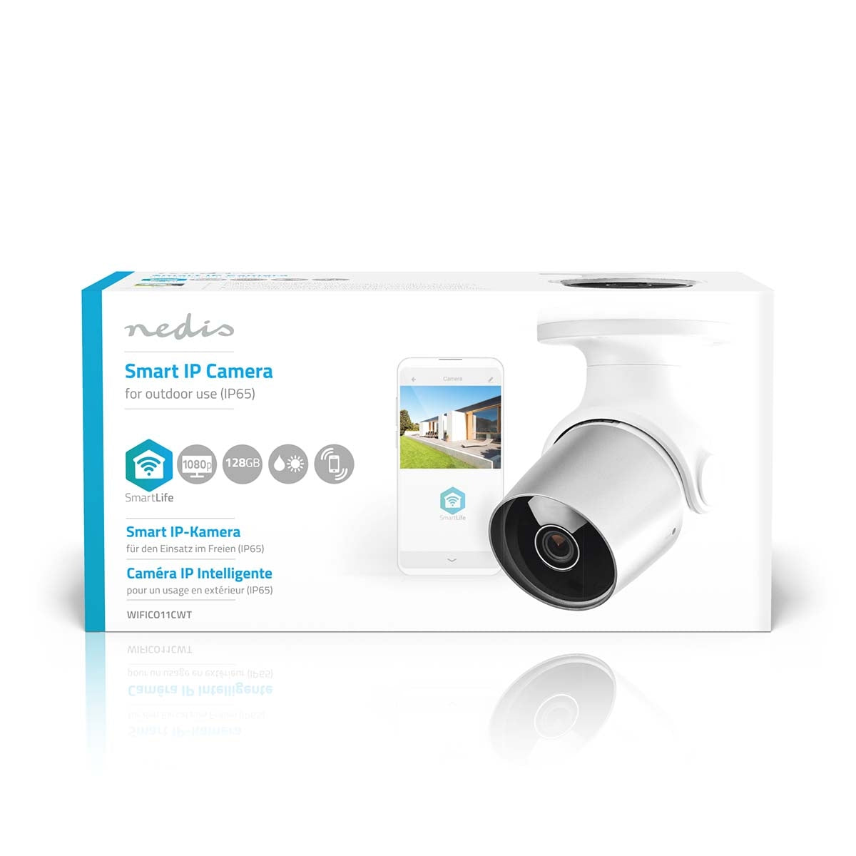 SmartLife Outdoor Camera | Wi-Fi | Full HD 1080p | IP65 | microSD (not included) / Cloud storage (optional) | 12 V DC | With motion sensor | Night Vision | Silver / White
