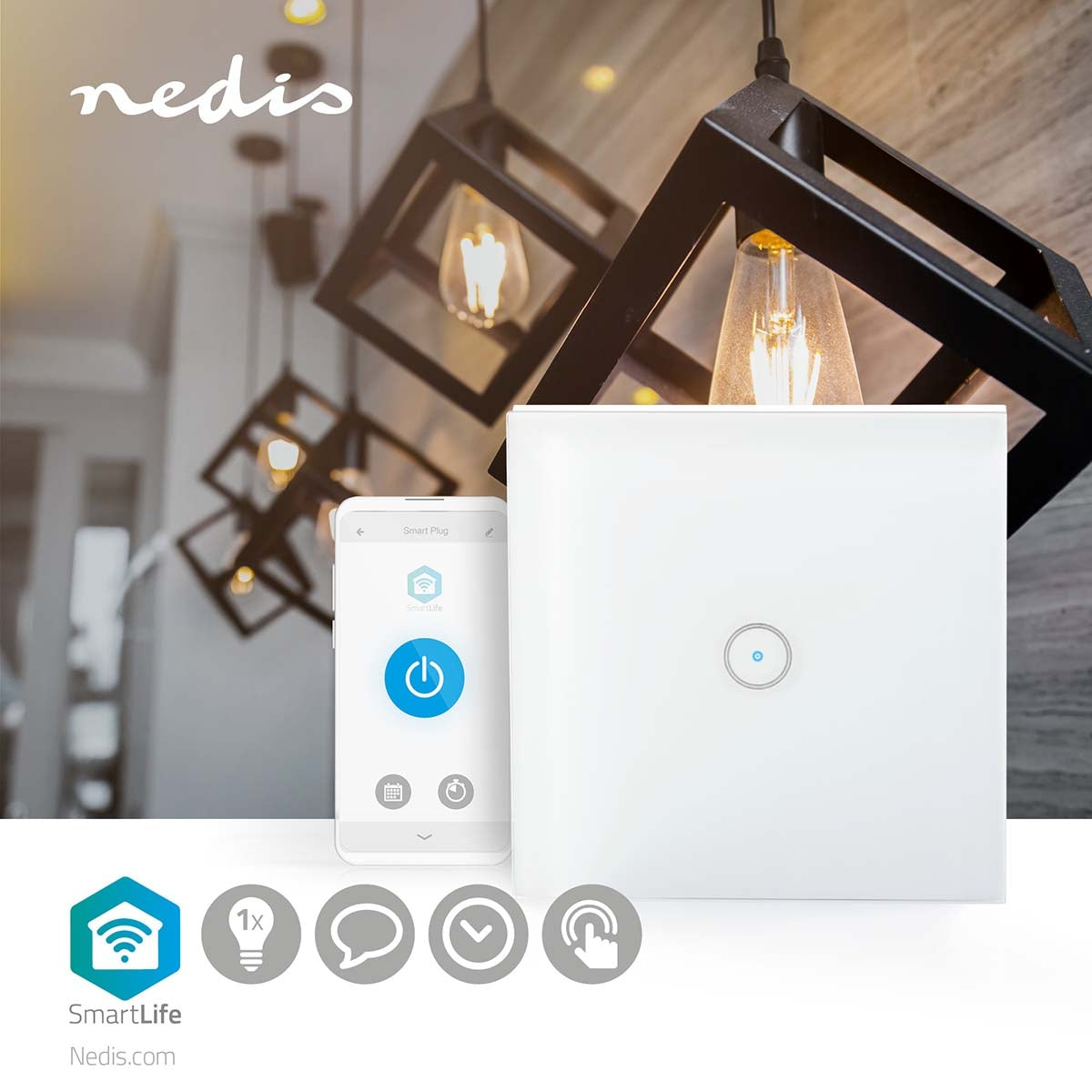 SmartLife Power Switch | Wi-Fi | Only | Wall mount | 1000 W | Android™ / IOS | Glass | White