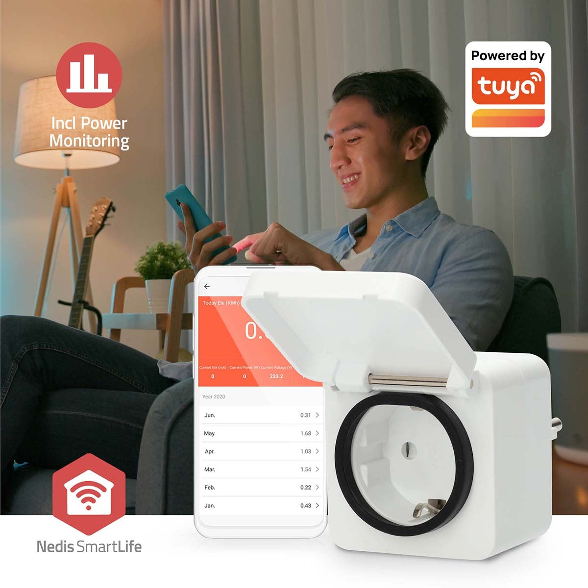 SmartLife Smart Plug | Zigbee 3.0 | IP44 | Power meter | 3680 W | Type F (CEE 7/7) | -10 - 40 °C | Android™ / IOS | White | 1 pcs