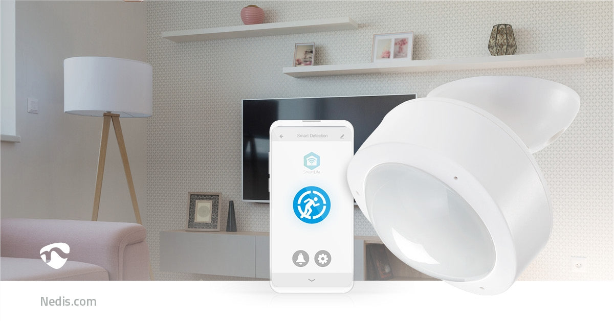 SmartLife Smart motion sensor | Wi-Fi | Battery operated / Power adapter | Detector angle: 120 ° | Detector range: 10.0 m | White