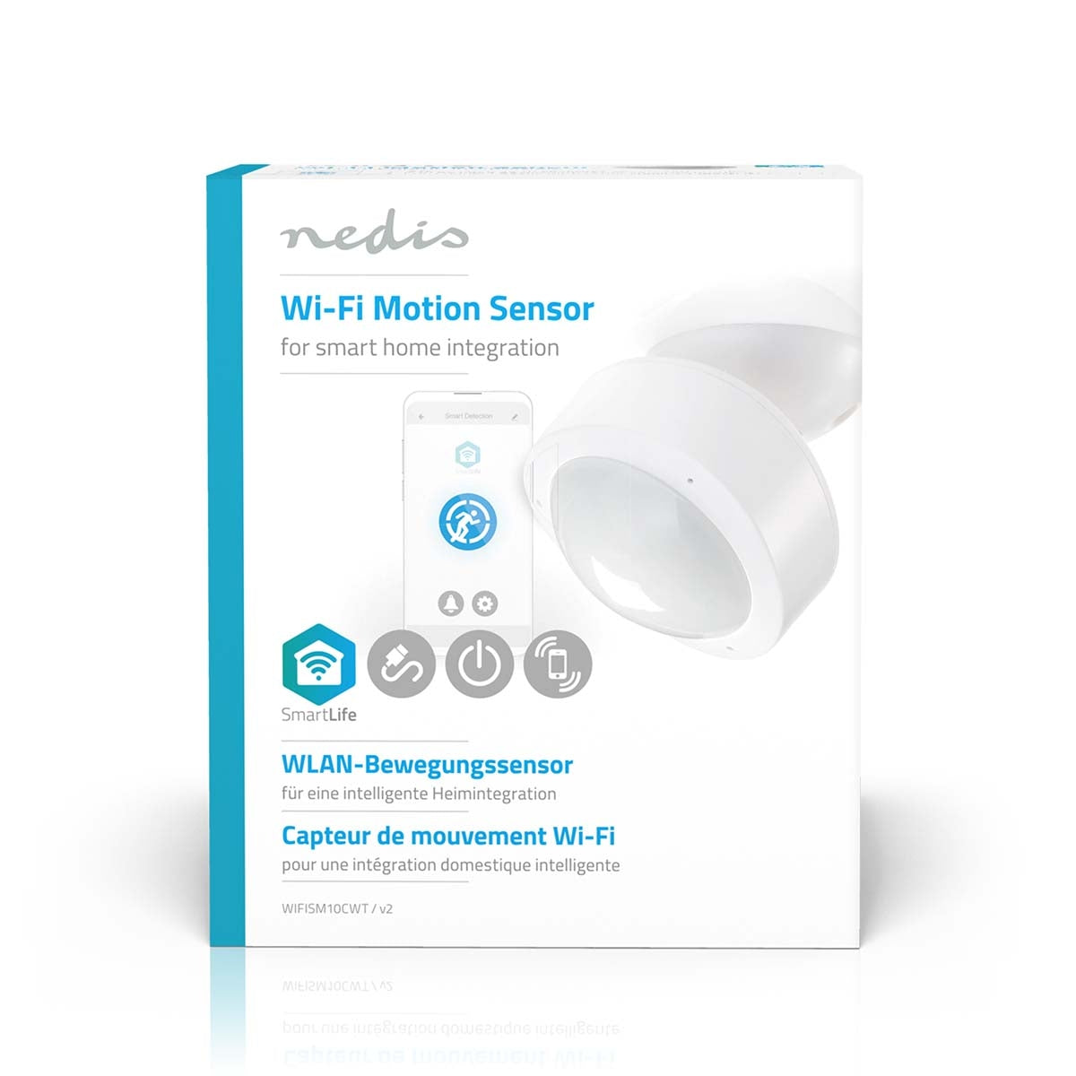 SmartLife Smart motion sensor | Wi-Fi | Battery operated / Power adapter | Detector angle: 120 ° | Detector range: 10.0 m | White