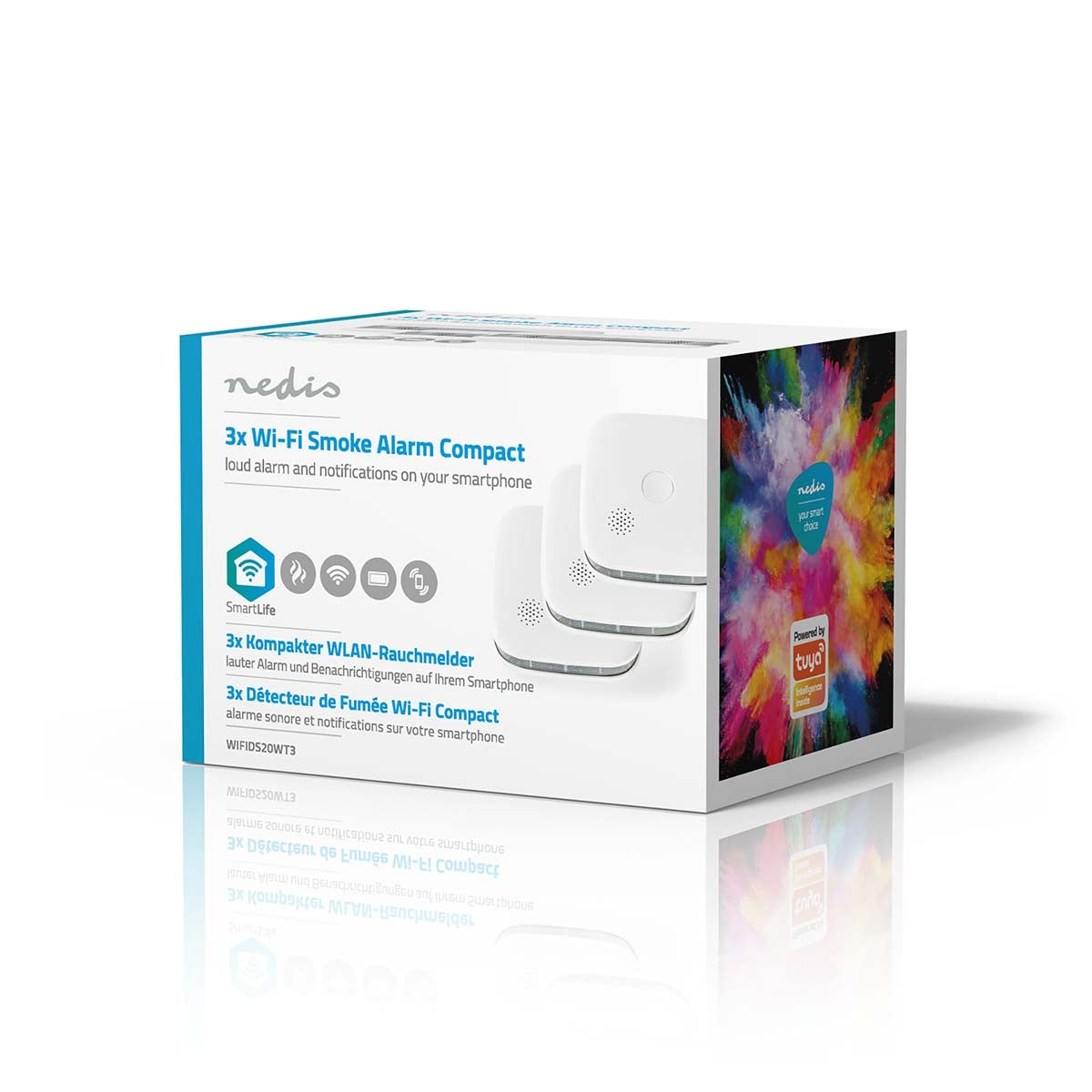 SmartLife Smoke Detector | Wi-Fi | Battery Powered | Sensor life cycle: 10 year | EN 14604 | Max. battery life: 24 Months | 85 dB | White | 3 pcs