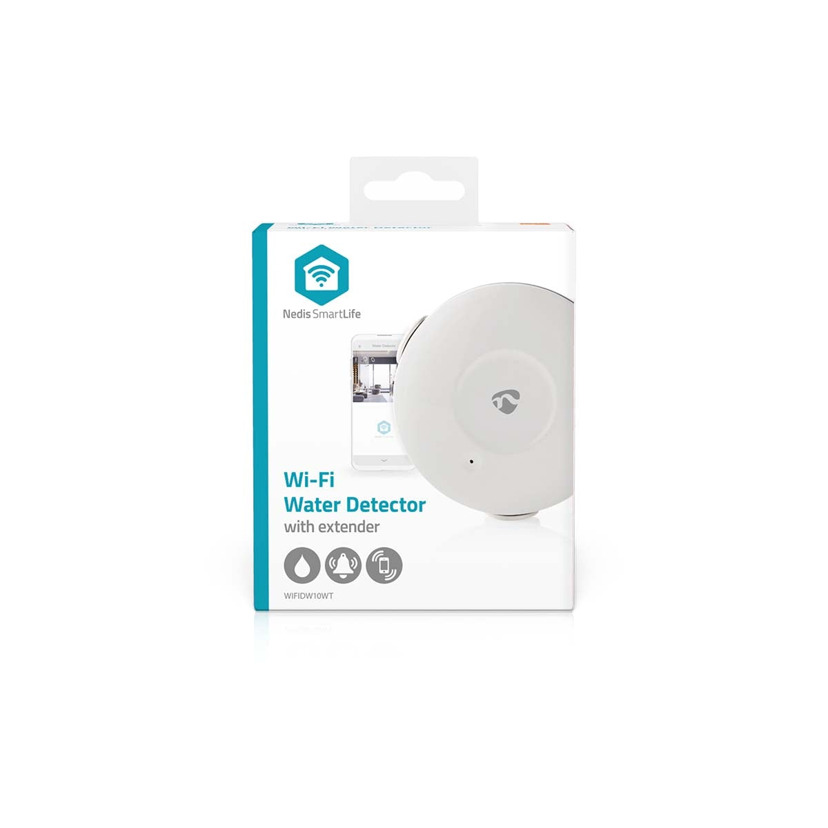SmartLife Water Detector | Wi-Fi | Battery powered | Extension included | Max. battery life: 24 Months | 50 dB| White