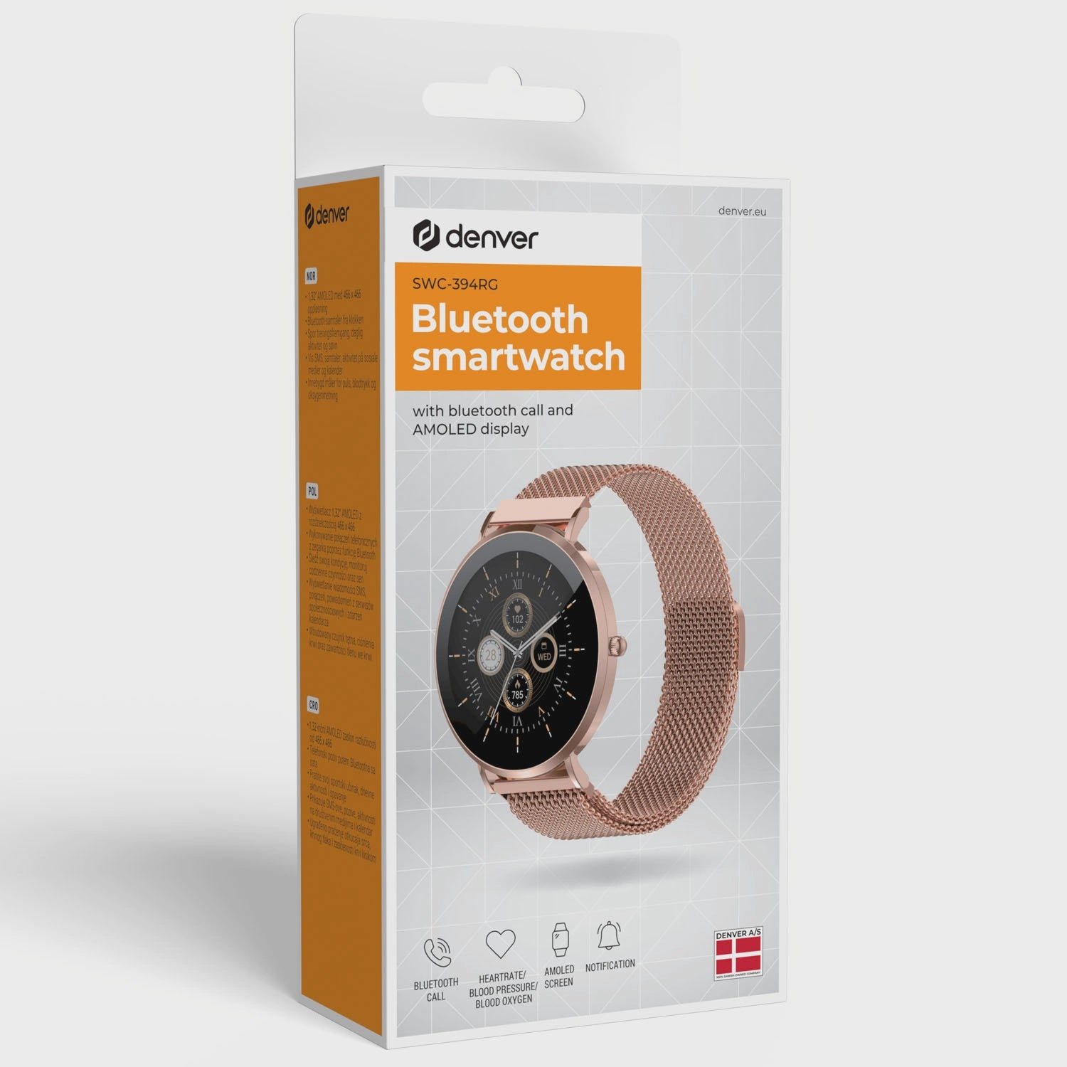 Smartwatch with AMOLED Display, Health Sensors, Rose Gold