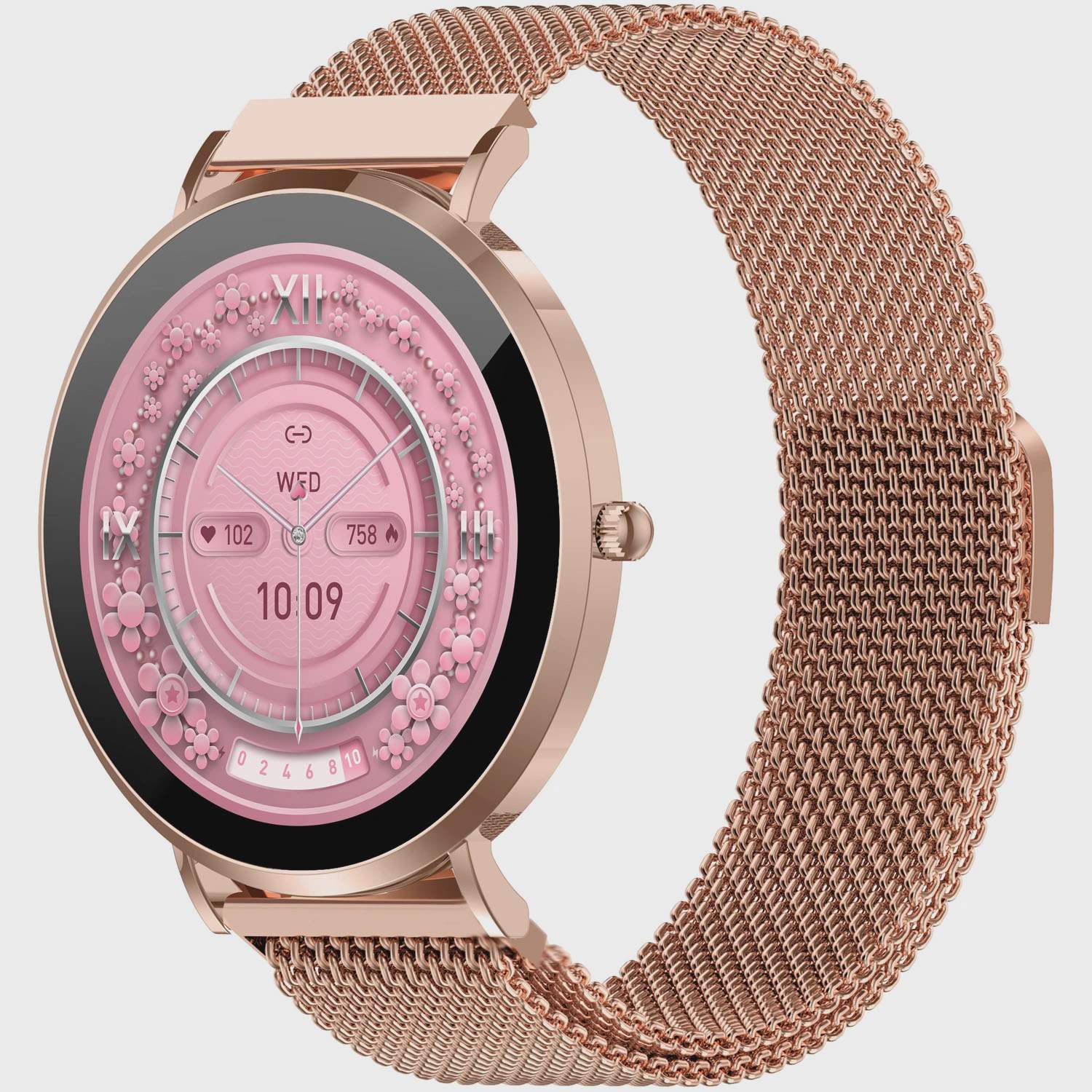 Smartwatch with AMOLED Display, Health Sensors, Rose Gold