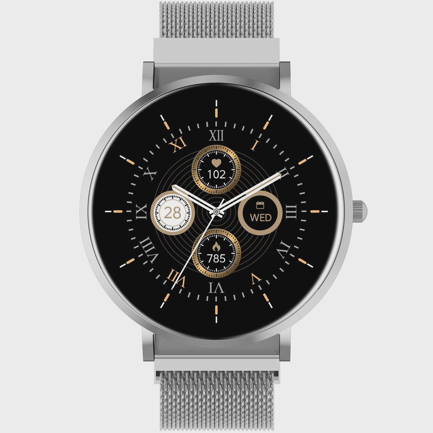 Smartwatch with AMOLED Display, Health Sensors, Silver