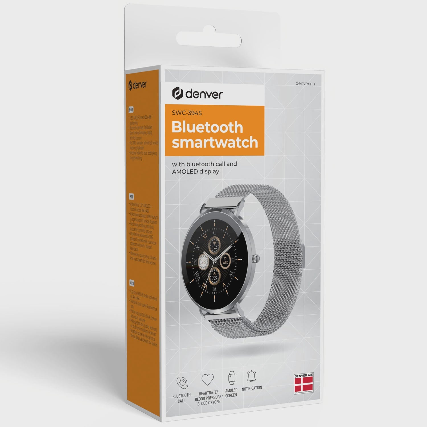 Smartwatch with AMOLED Display, Health Sensors, Silver