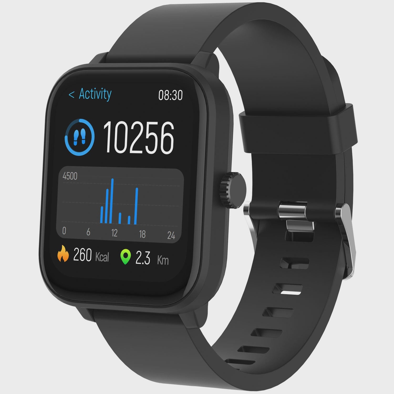 Smartwatch with GPS, Heart Rate & Oxygen Sensor, Black