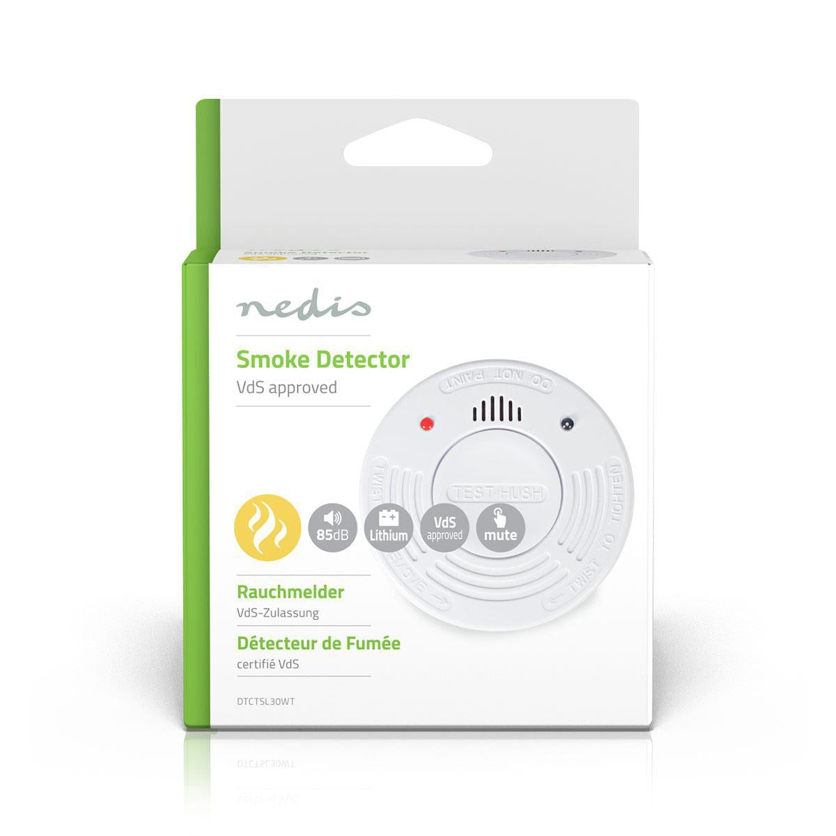 Smoke alarm | Battery powered | Battery life up to: 10 years | EN 14604 | With pause button | With test button | 85 dB| ABS | White