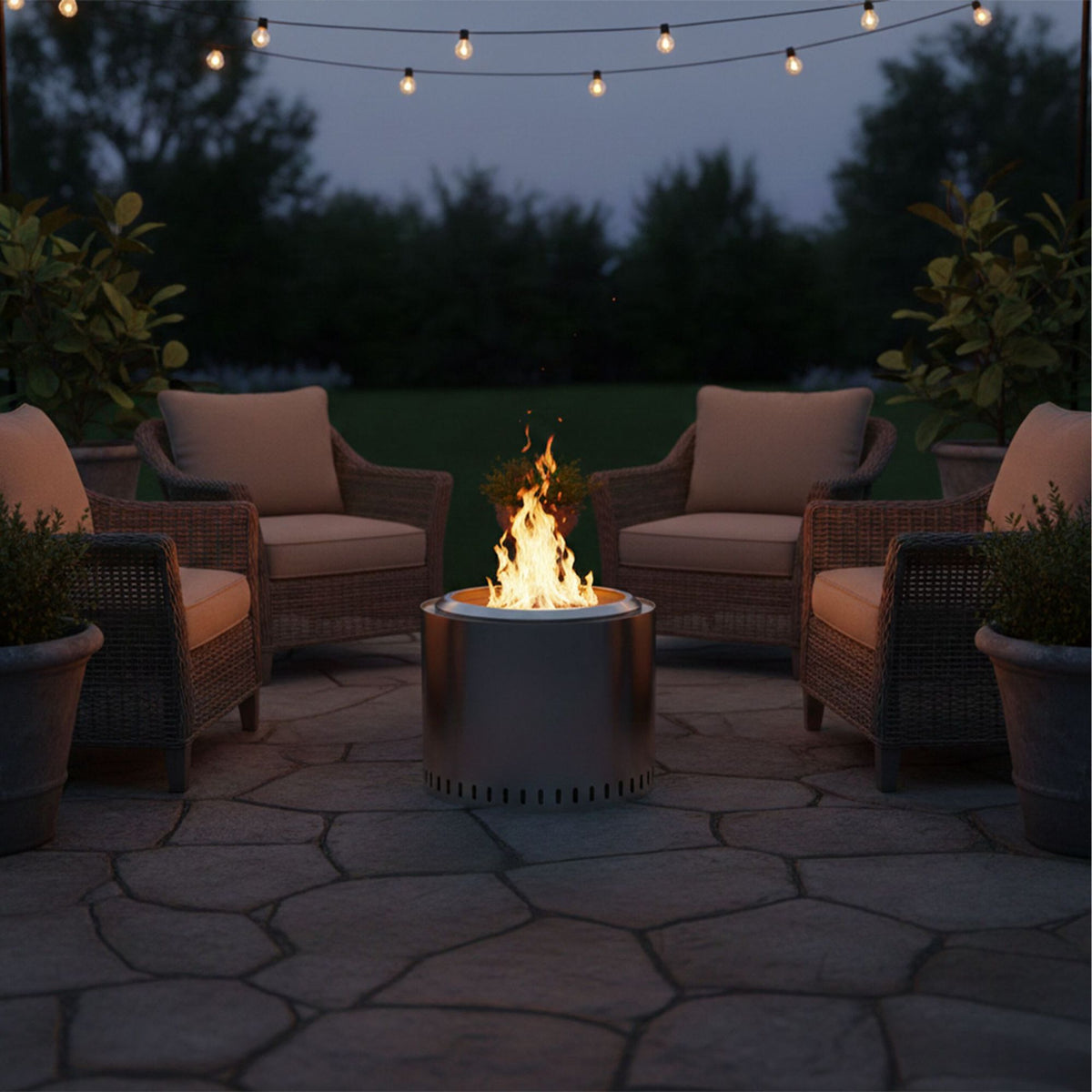 Smokeless Stainless Steel Fire Bowl, 40 x 49 cm