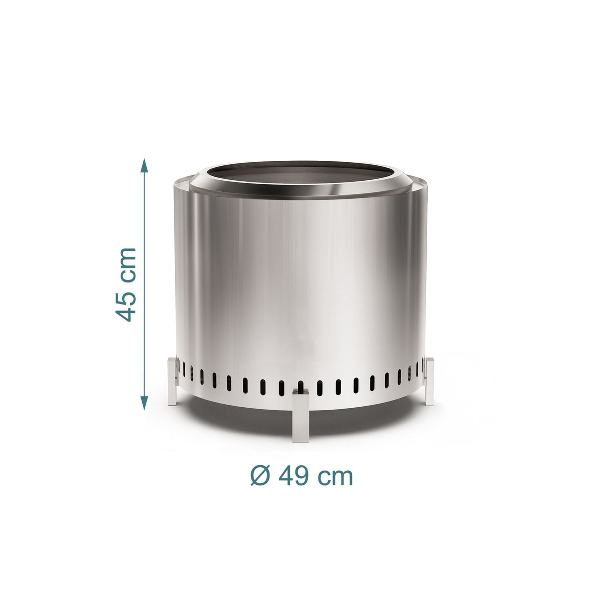 Smokeless Stainless Steel Fire Pit, 49 cm