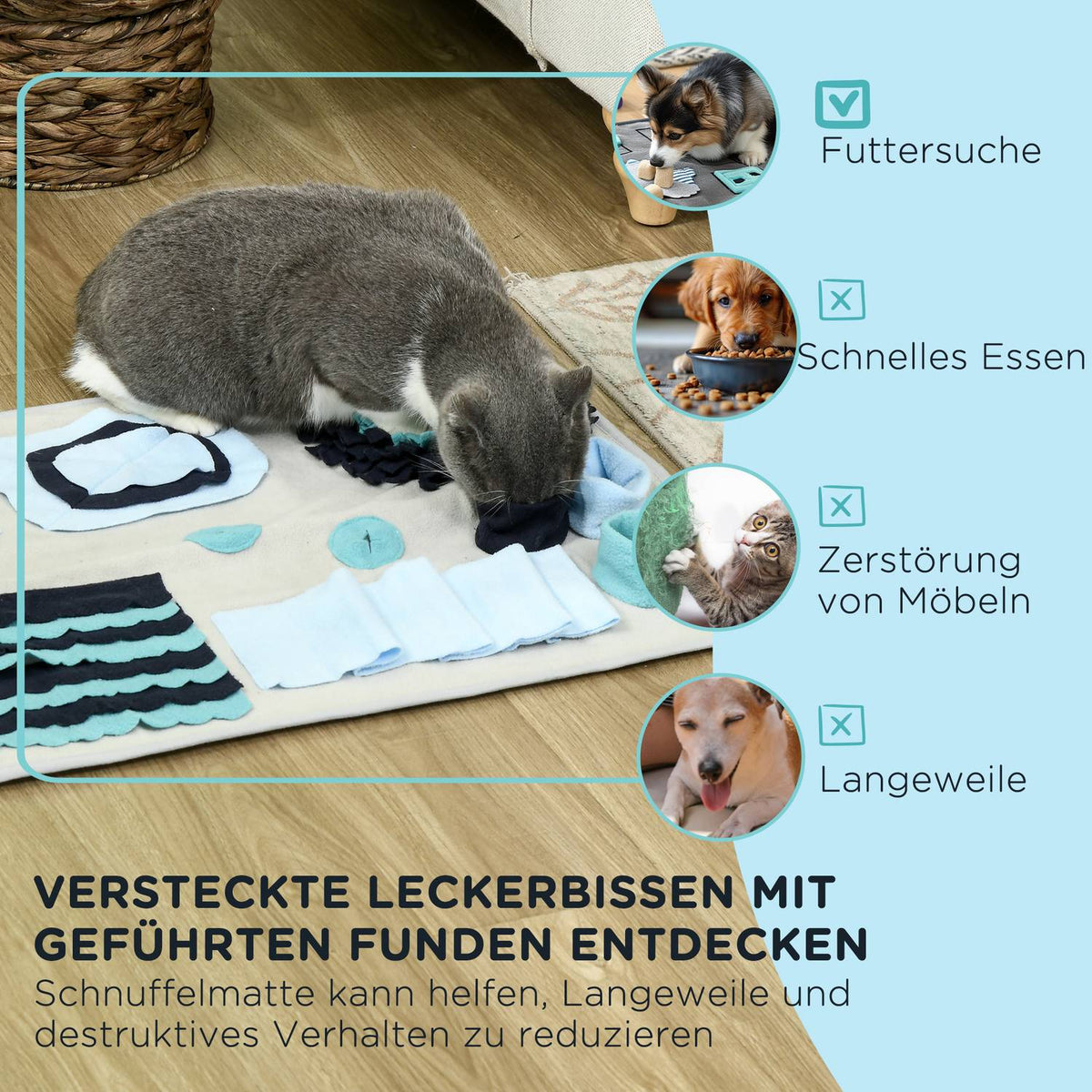 Sniffing Rug, Dog Sniffing Mat, Intelligence Toy, Slow Feeding Training Mat, Velvet, Colorful