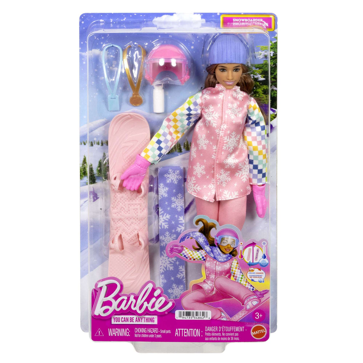 Snowboarder Doll with Color-Changing Snowboard & Gear