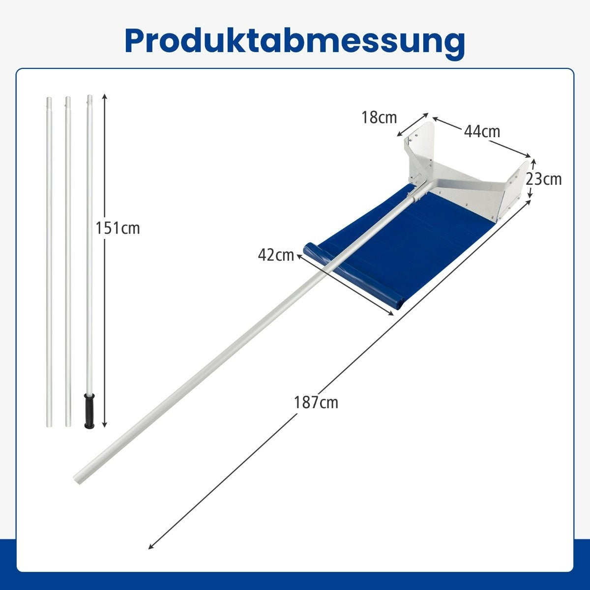 Snow clearer for roof Roof snow clearer with telescopic handle and non-slip handle 624 x 44 x 23 cm