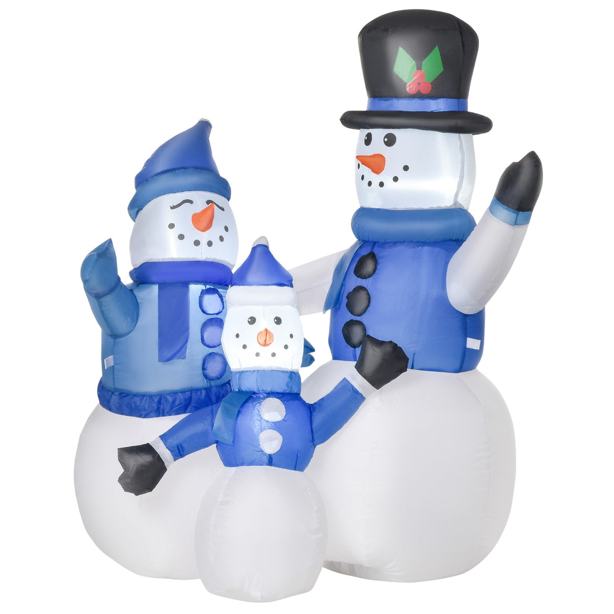 Snowman Family Self-Inflatable Decoration Led With Blower Blue L100 X W55 X H120 Cm