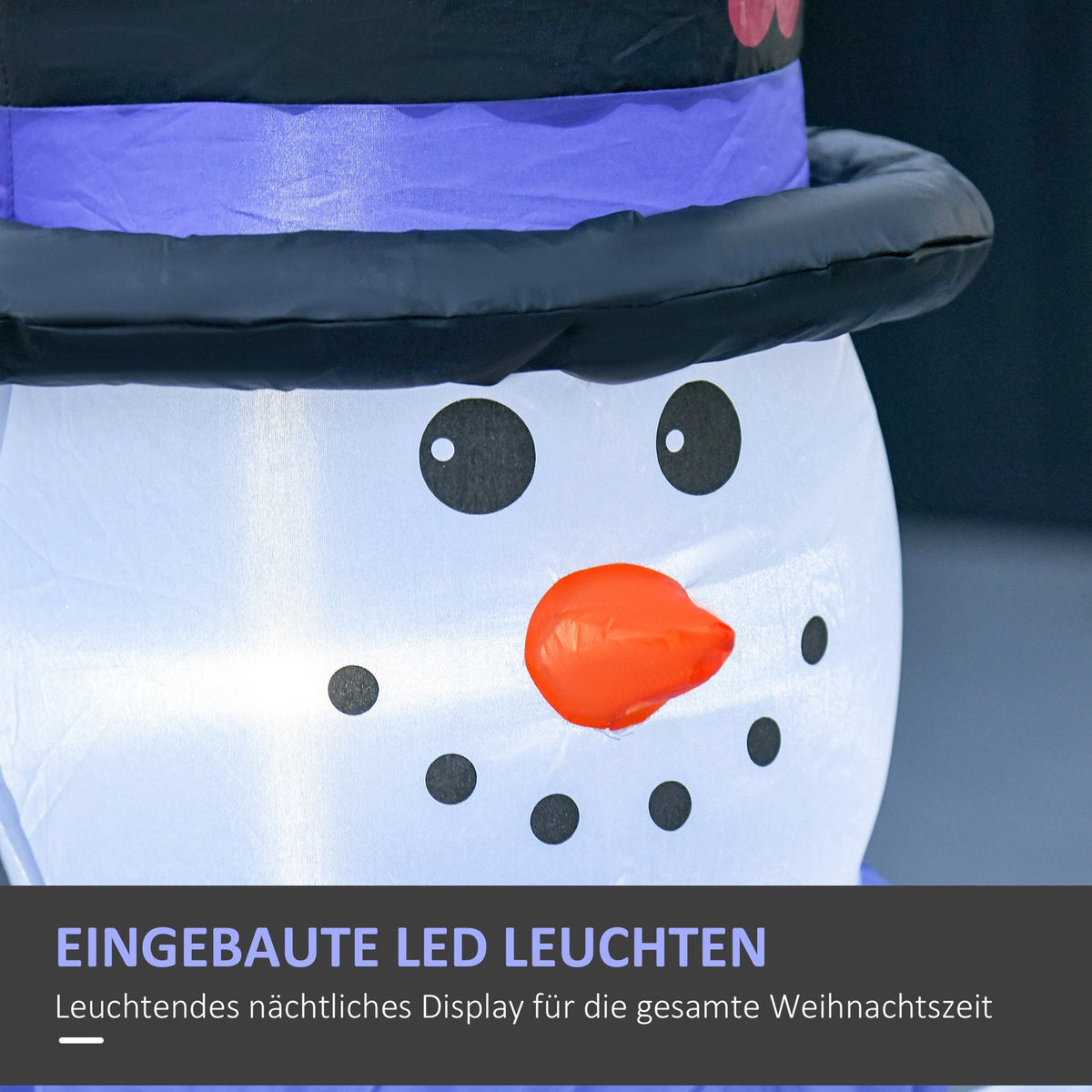 Snowman Family Self-Inflatable Decoration Led With Blower Blue L100 X W55 X H120 Cm