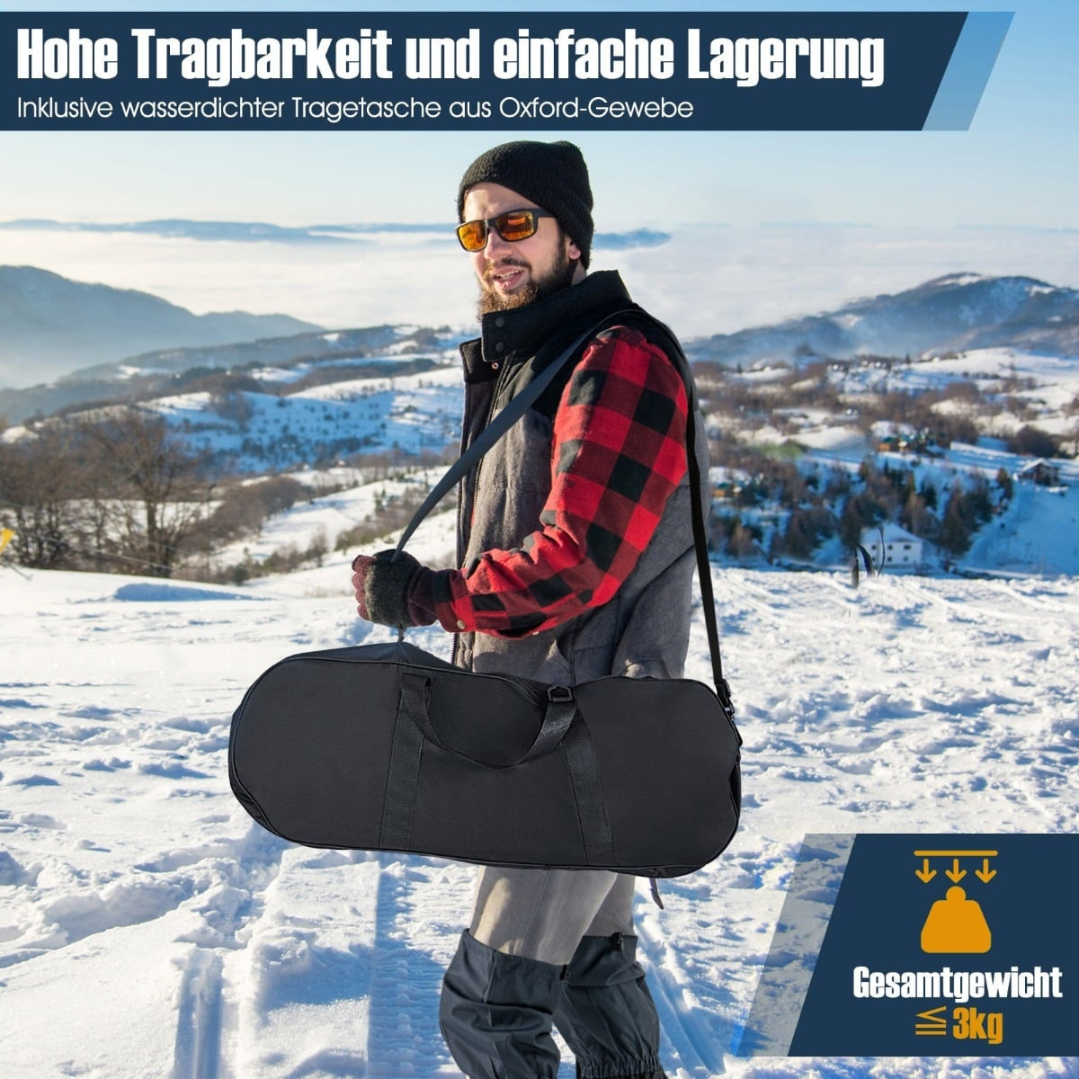 Snowshoe Set with Double Ratchet Binding, 63cm Gold