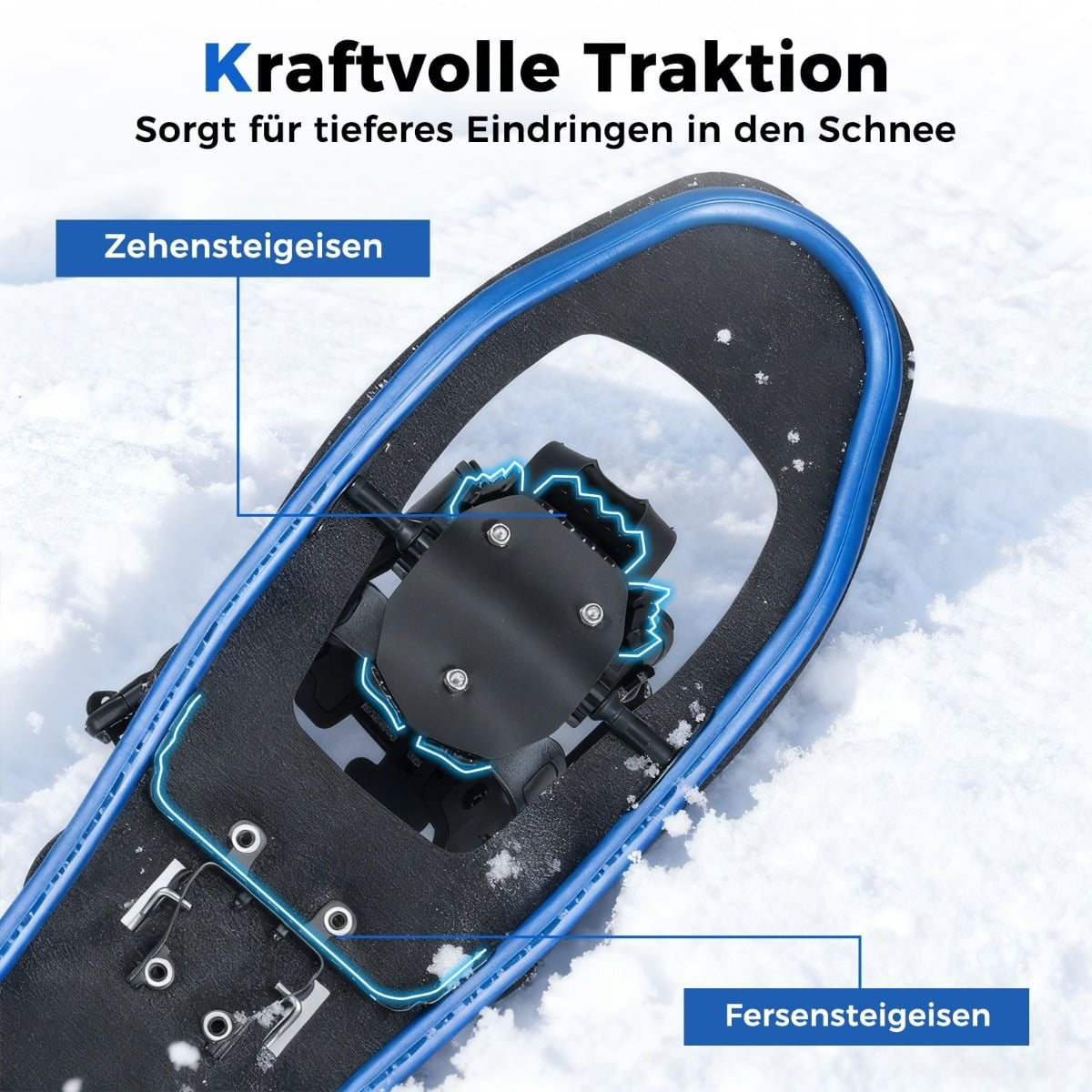 Snowshoes with Heel Lift, Trekking Poles & Bag, Size 35-45
