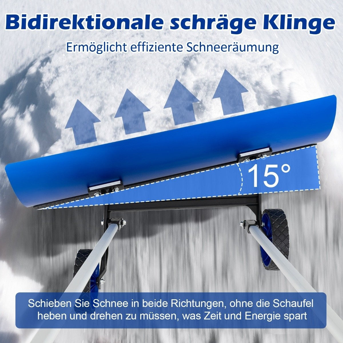 Snow shovel on wheels snow blade 95 cm height adjustable snow clearer aluminum