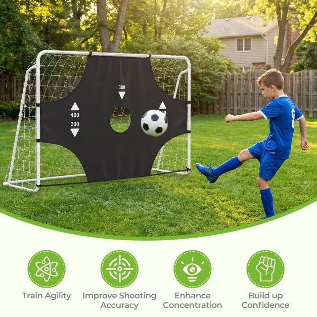 Soccer Goal With 5-Hole Target Wall, 215×152 cm