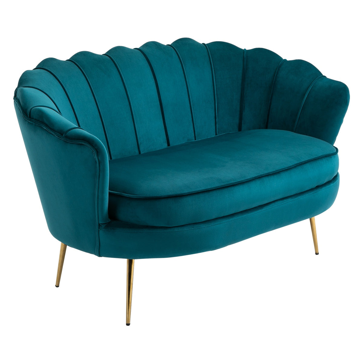 Sofa 2 Seater Couch with Armrests Thickly Padded Upholstered Sofa Modern Double Sofa with Velvet Look for Living Room Bedroom 130 x 77 x 77 cm Dark Green