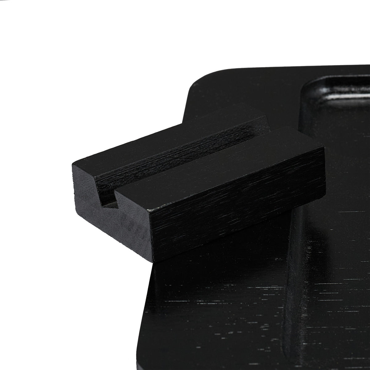 Sofa Armrest Tray – Black Bamboo with Device Holder