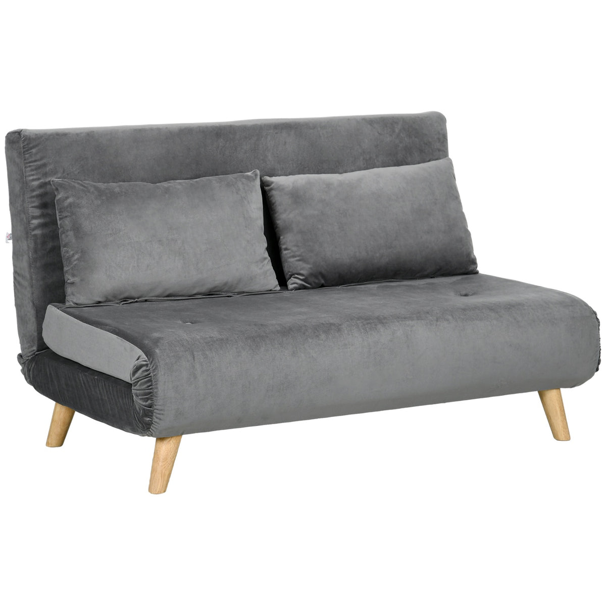 Sofa Bed 2-Seater Sofa With Bed Function, Folding Sofa With Adjustable Backrest, Cushions, Sofa Bed With Velvet Look, Gray, 130 X 78 X 79Cm