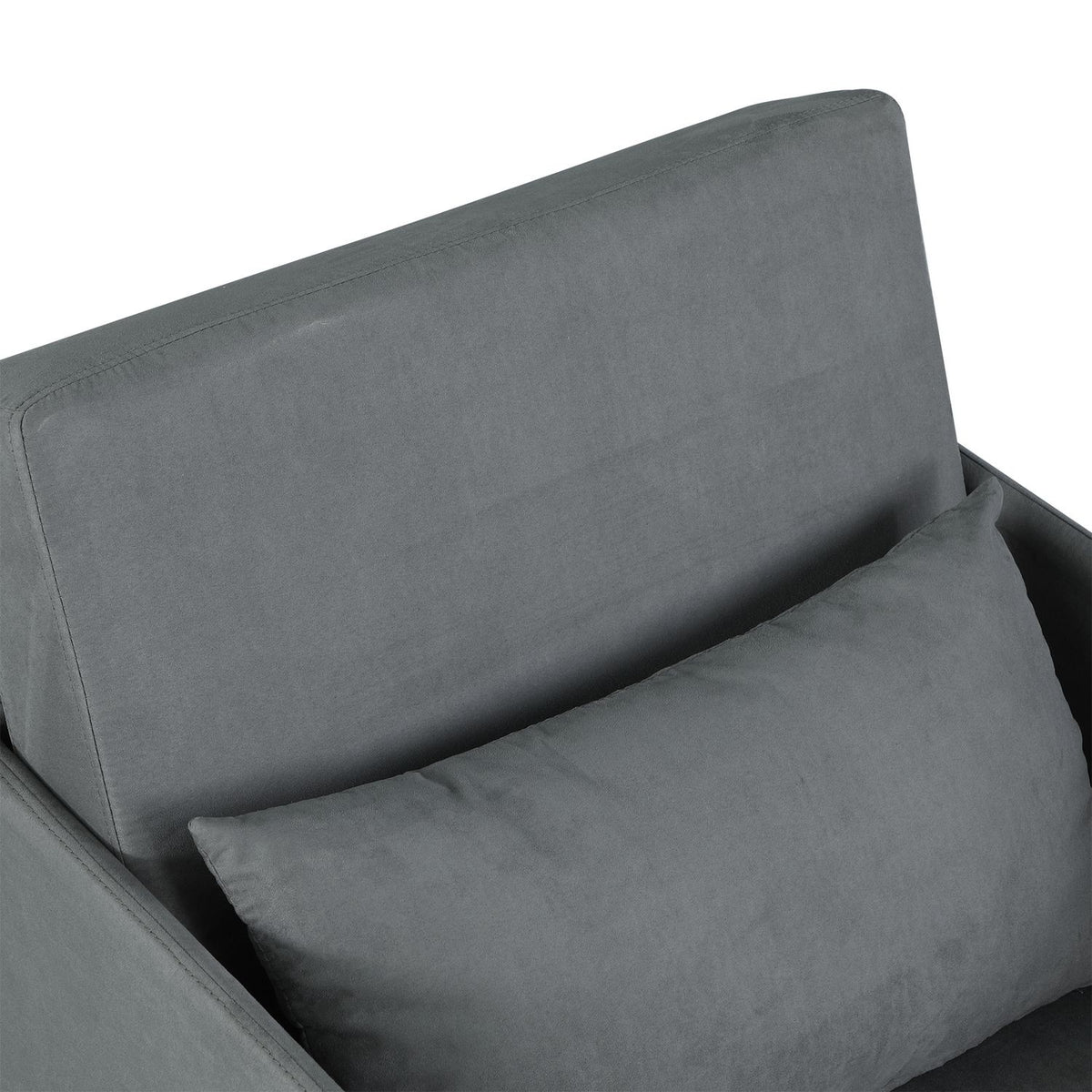 Sofa Bed 70X76X77Cm Sofa Bed, Single Sofa With Washable Cover, 2 Side Pockets, Cushions, Metal, Gray