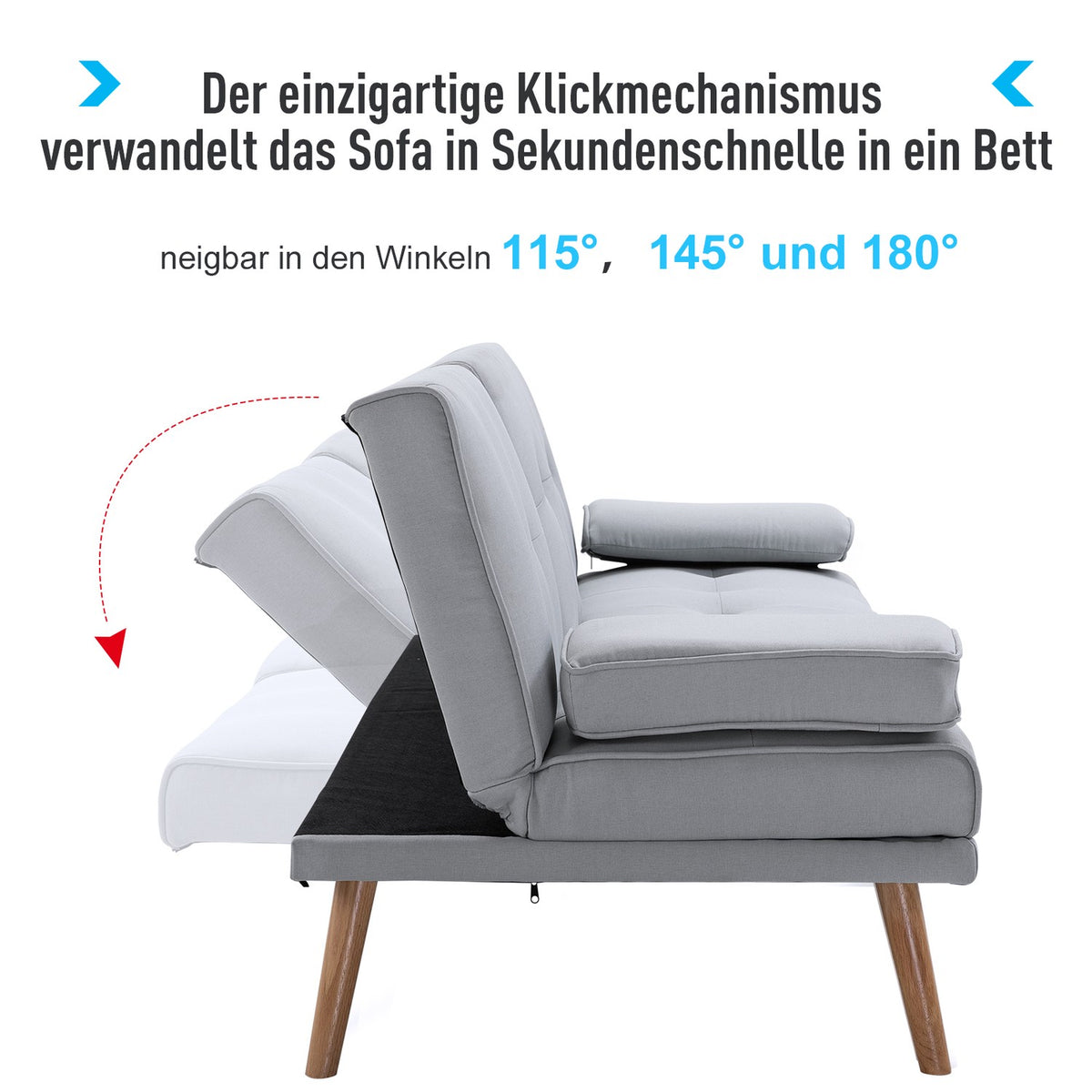 Sofa Bed Comfortable Sofa Bed, 3 Seater, Sofa Bed, Linen, Light Gray, 181X77X72Cm