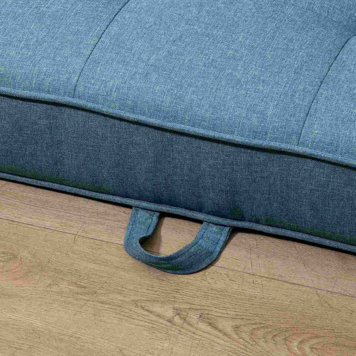 Sofa Bed Folding Sofa 2-Seater Fabric Sofa Bed Sofa With Sleeping Function Sofa Set Linen Touch Rubber Wood Blue 147.5 X 75 X 85 Cm