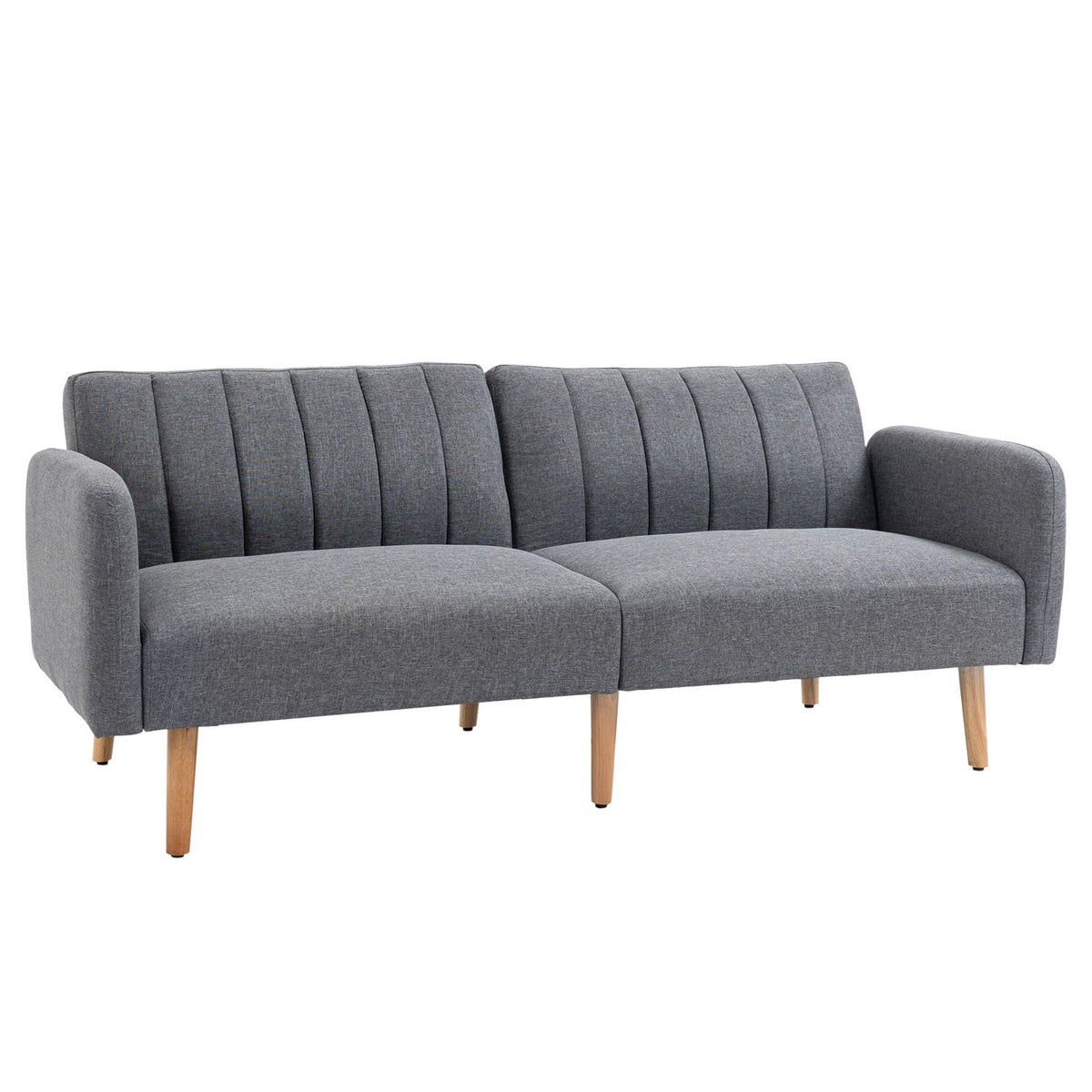 Sofa Bed, Folding Sofa, 2-Seater, Sofa Bed With Sleeping Function, Linen-Like Polyester, Rubber Wood, Gray, 173X75X73Cm