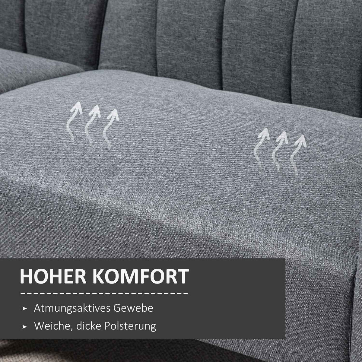 Sofa Bed, Folding Sofa, 2-Seater, Sofa Bed With Sleeping Function, Linen-Like Polyester, Rubber Wood, Gray, 173X75X73Cm