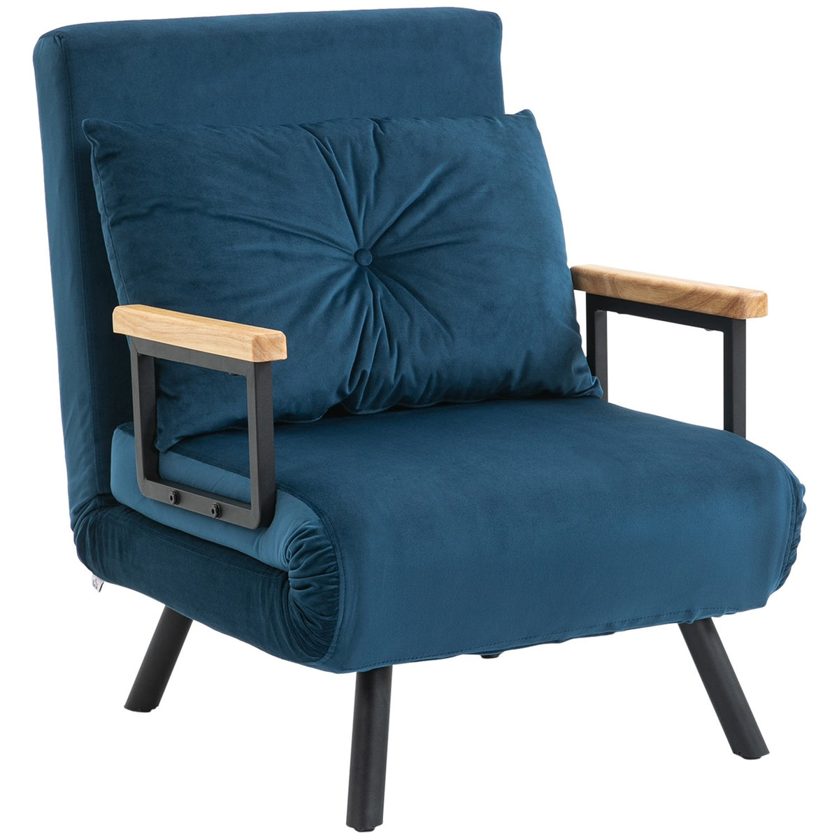 Sofa Bed Relax Chair Bed Function Guest Bed Velvet Back Cushion Adjustable Backrest Blue 63X73X81Cm